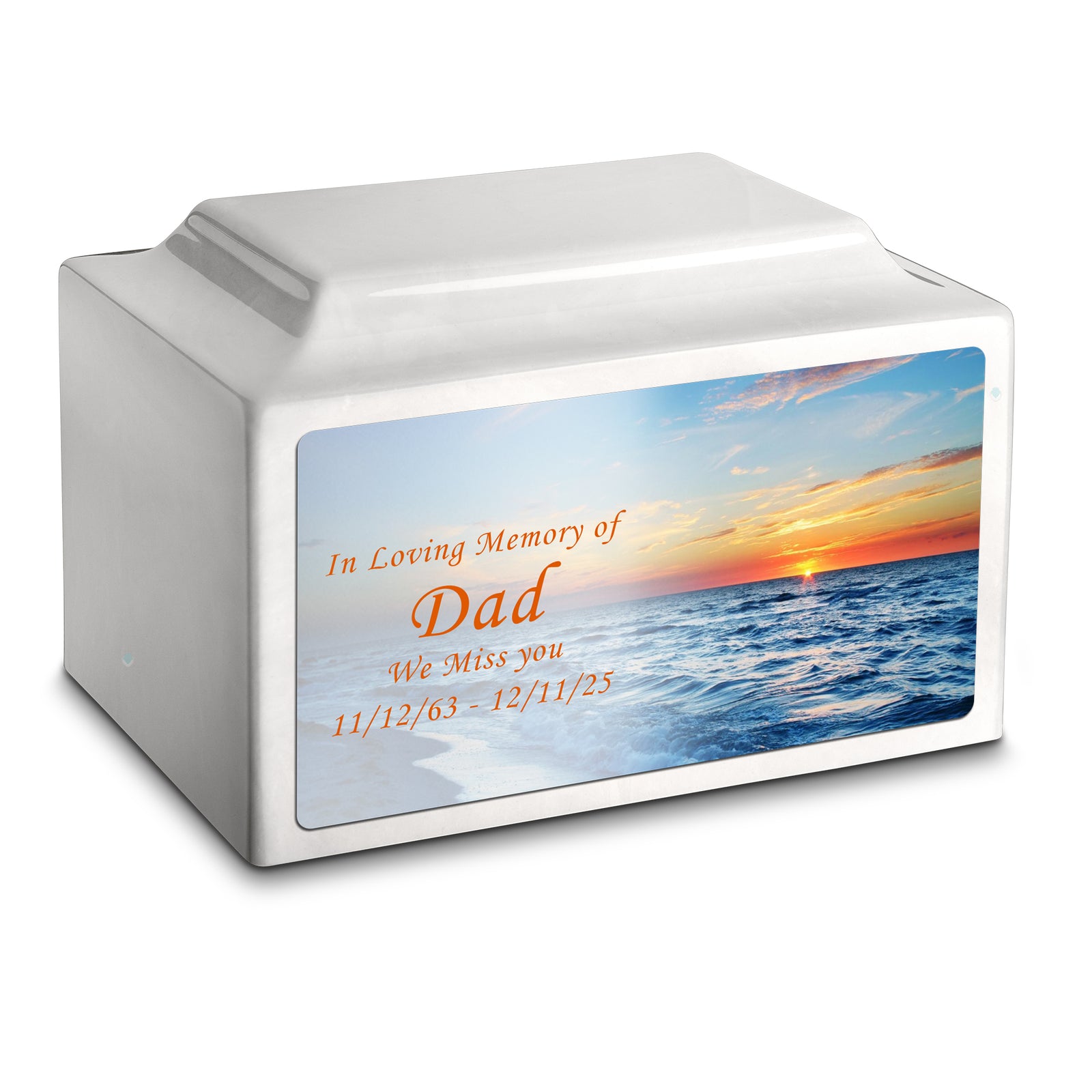 Adult Legacy Custom Printed Ocean Sunset Cultured Marble Urns by MacKenzie