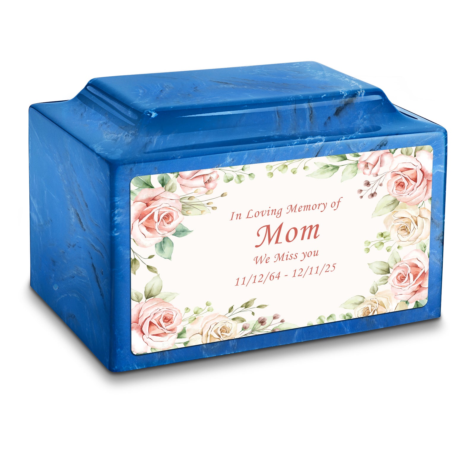 Adult Legacy Custom Printed Flower Frame Cultured Marble Urns by MacKenzie