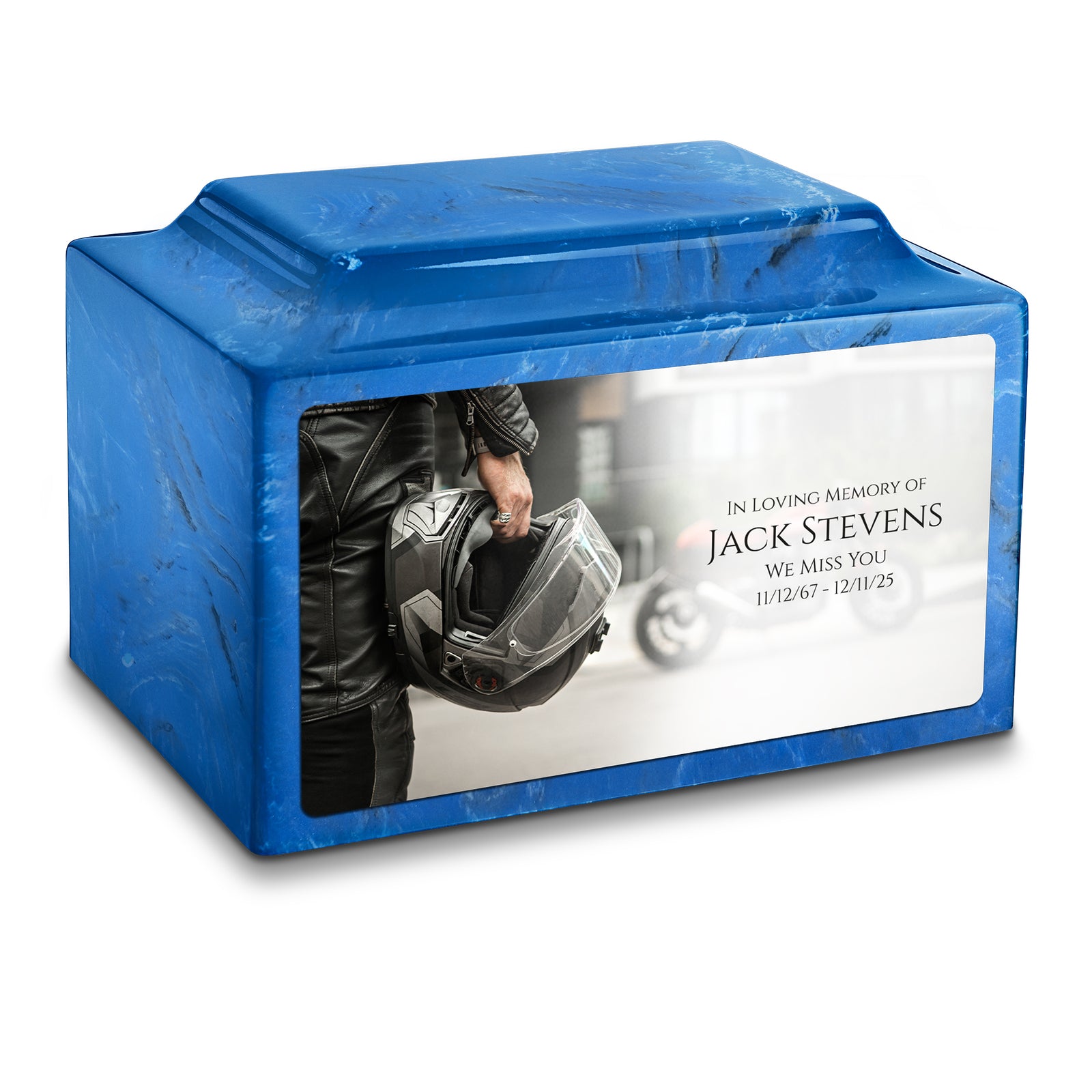 Adult Legacy Custom Printed Motorcycle Helmet Cultured Marble Urns by MacKenzie