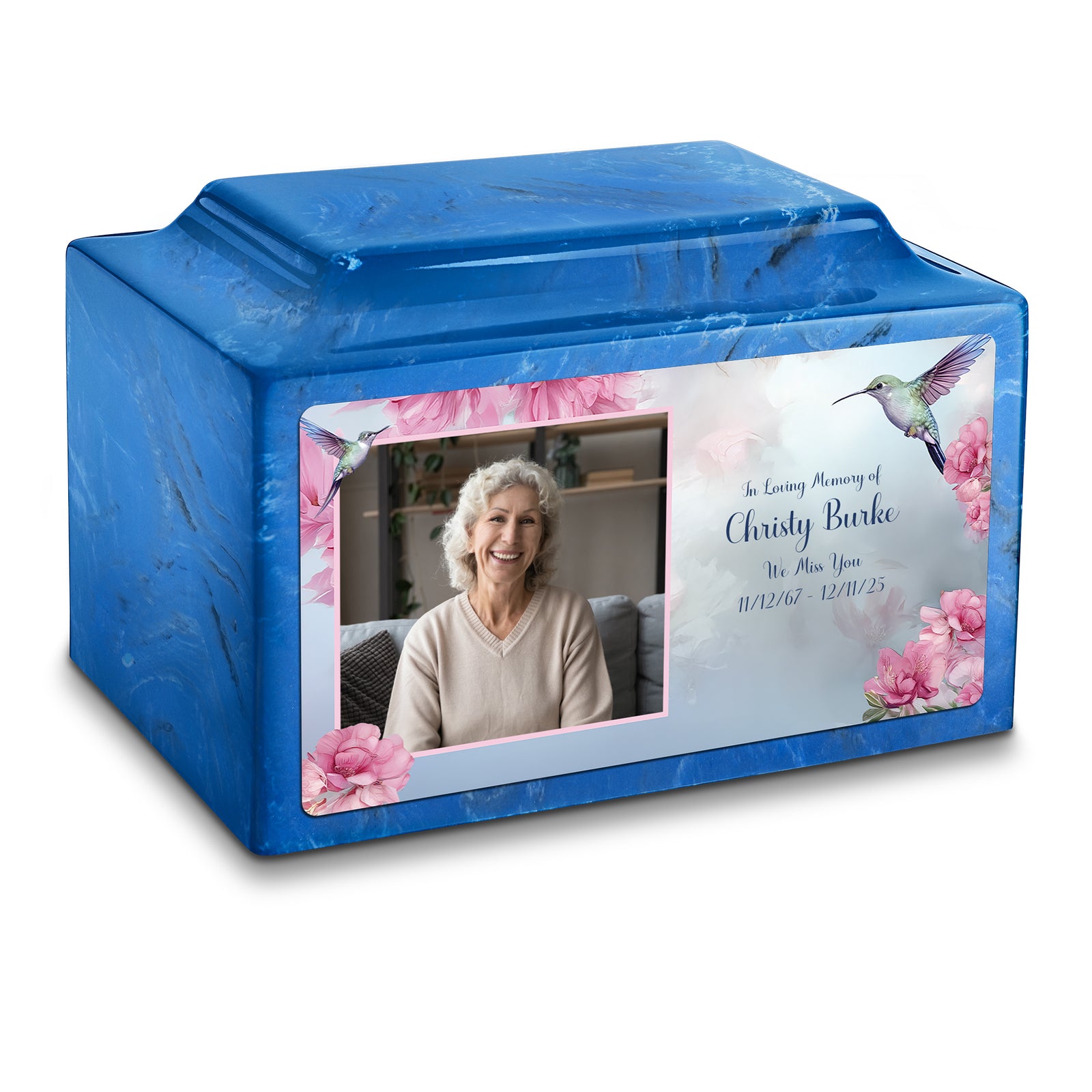 Adult Legacy Custom Printed Photo Hummingbird Cultured Marble Urns by MacKenzie