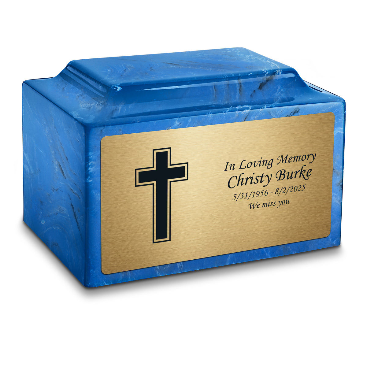 Adult Legacy Simple Cross Cultured Marble Urns by MacKenzie
