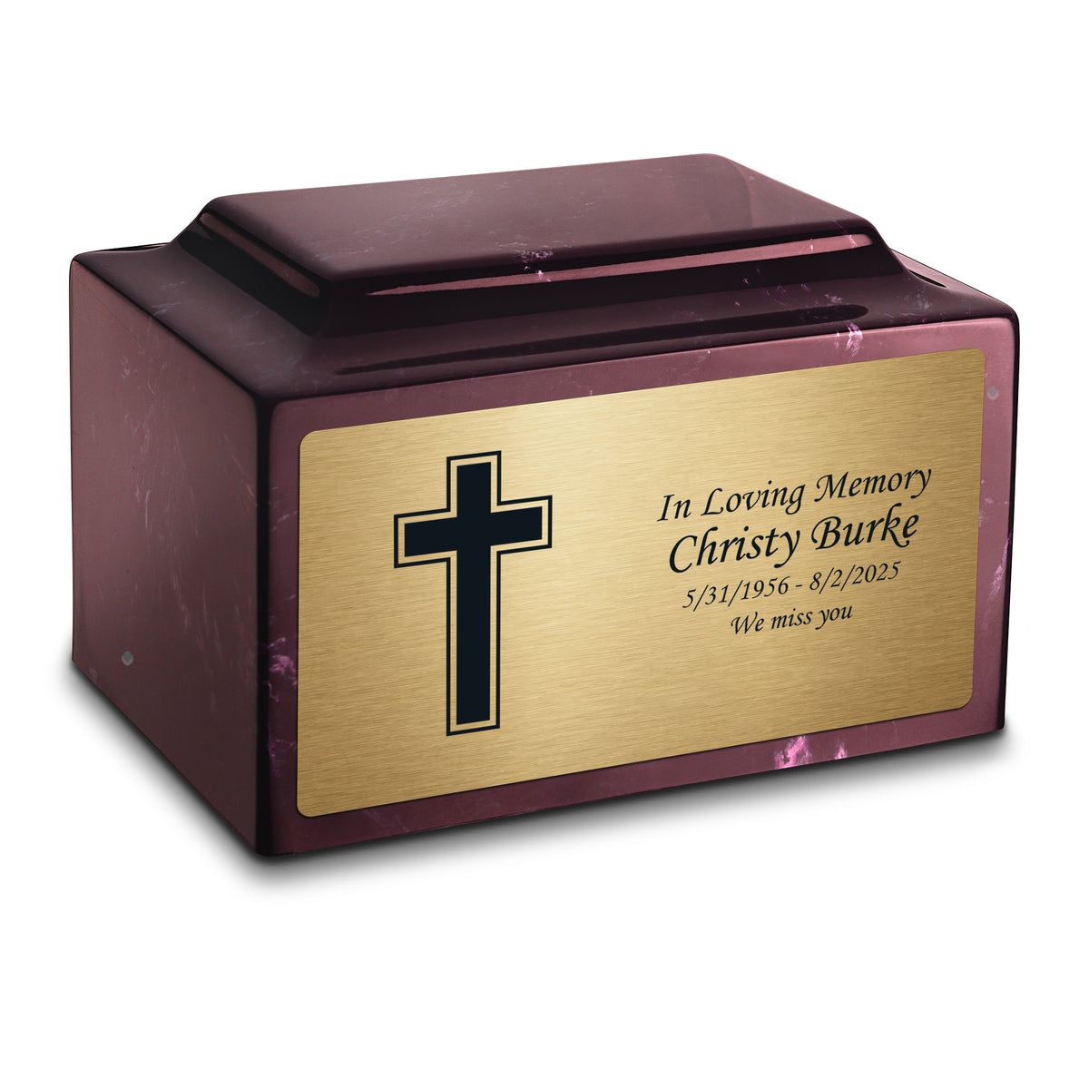 Adult Legacy Simple Cross Cultured Marble Urns by MacKenzie