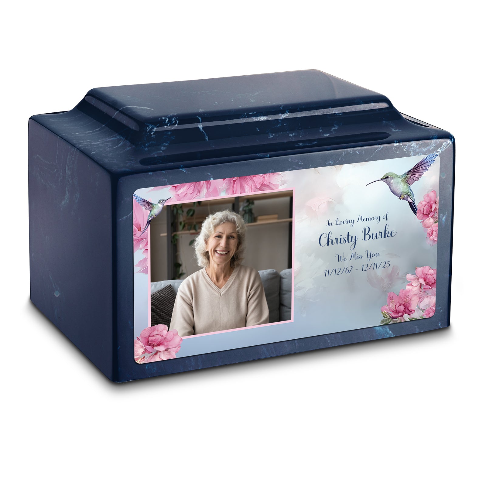 Adult Legacy Custom Printed Photo Hummingbird Cultured Marble Urns by MacKenzie