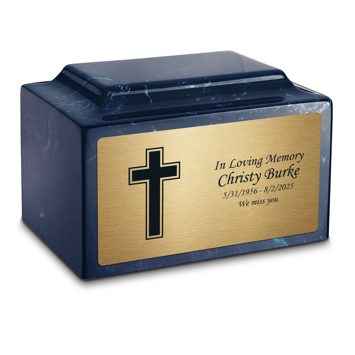 Adult Legacy Simple Cross Cultured Marble Urns by MacKenzie