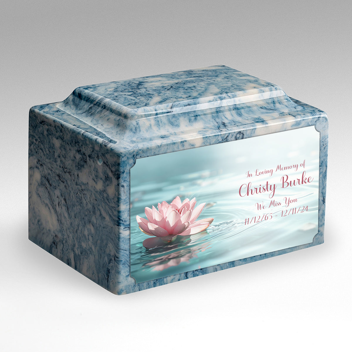 Adult Legacy Custom Printed Lotus Flower Cultured Marble Urns by MacKenzie