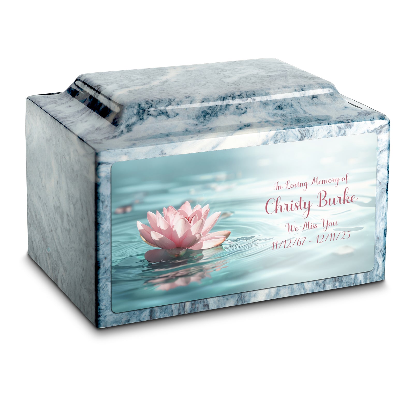 Adult Legacy Custom Printed Lotus Flower Cultured Marble Urns by MacKenzie
