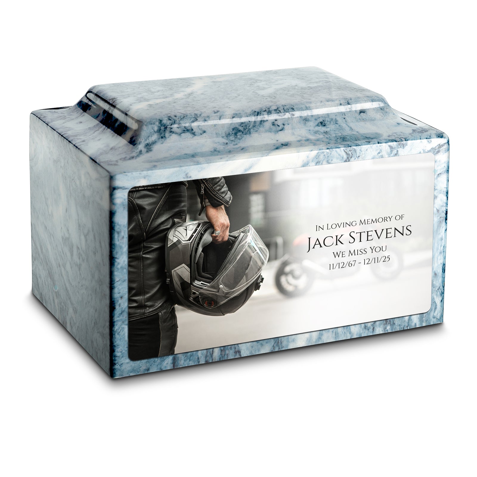 Adult Legacy Custom Printed Motorcycle Helmet Cultured Marble Urns by MacKenzie
