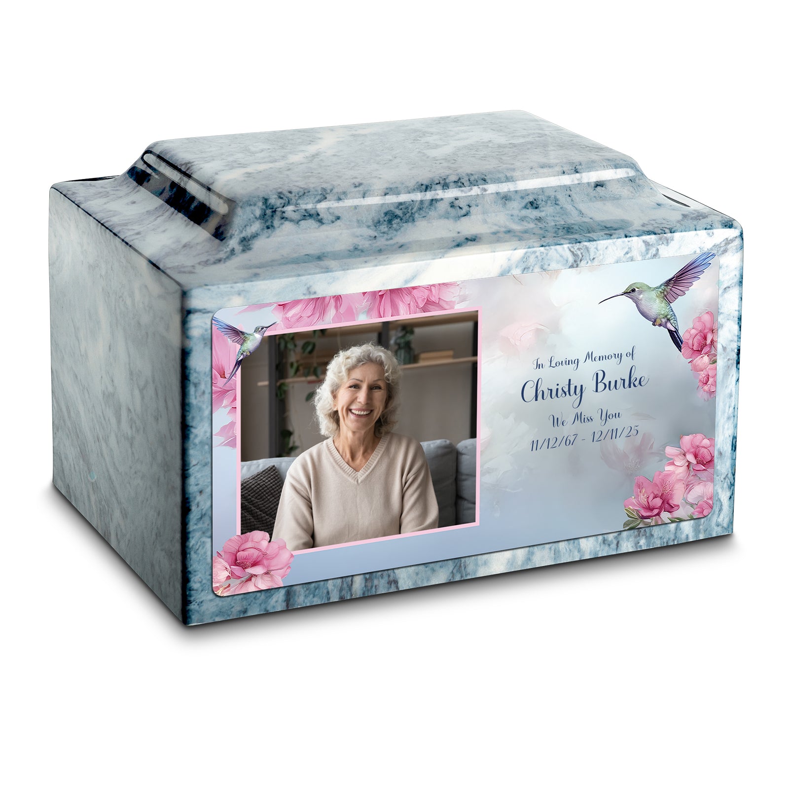 Adult Legacy Custom Printed Photo Hummingbird Cultured Marble Urns by MacKenzie