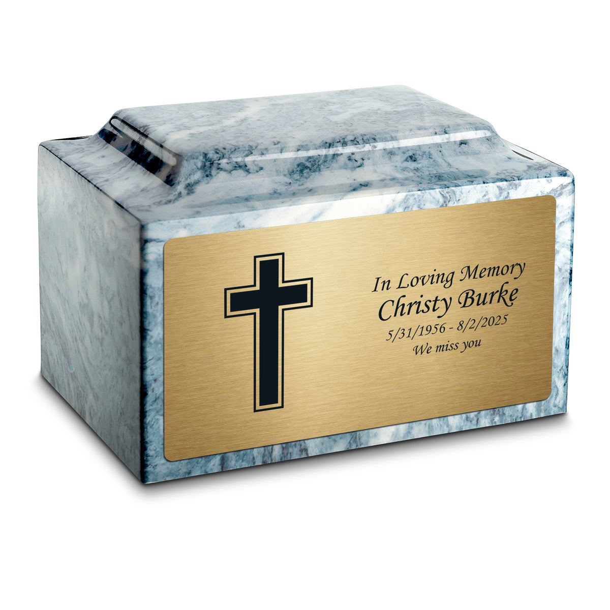 Adult Legacy Simple Cross Cultured Marble Urns by MacKenzie