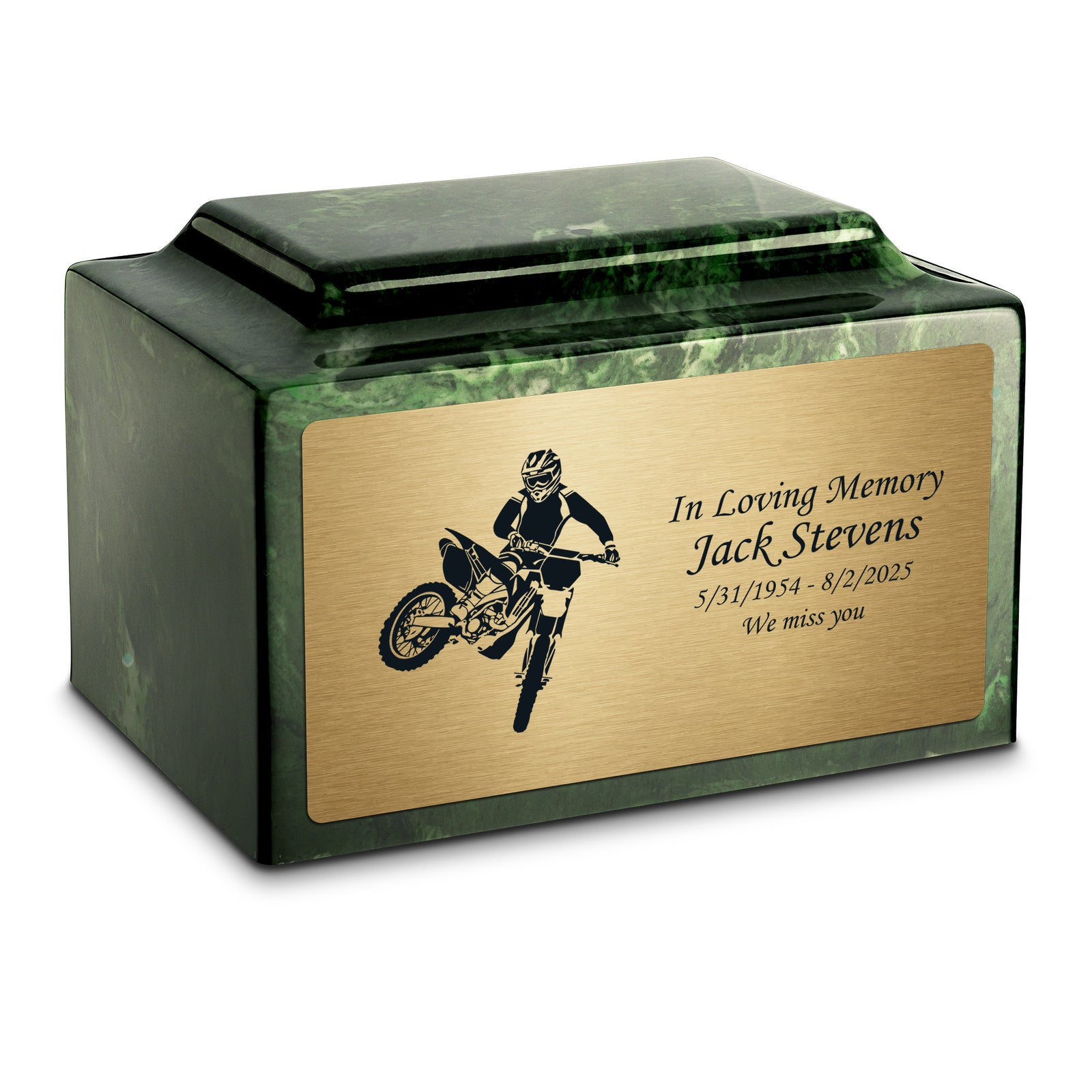 Adult Legacy Dirt Bike Cultured Marble Urns by MacKenzie
