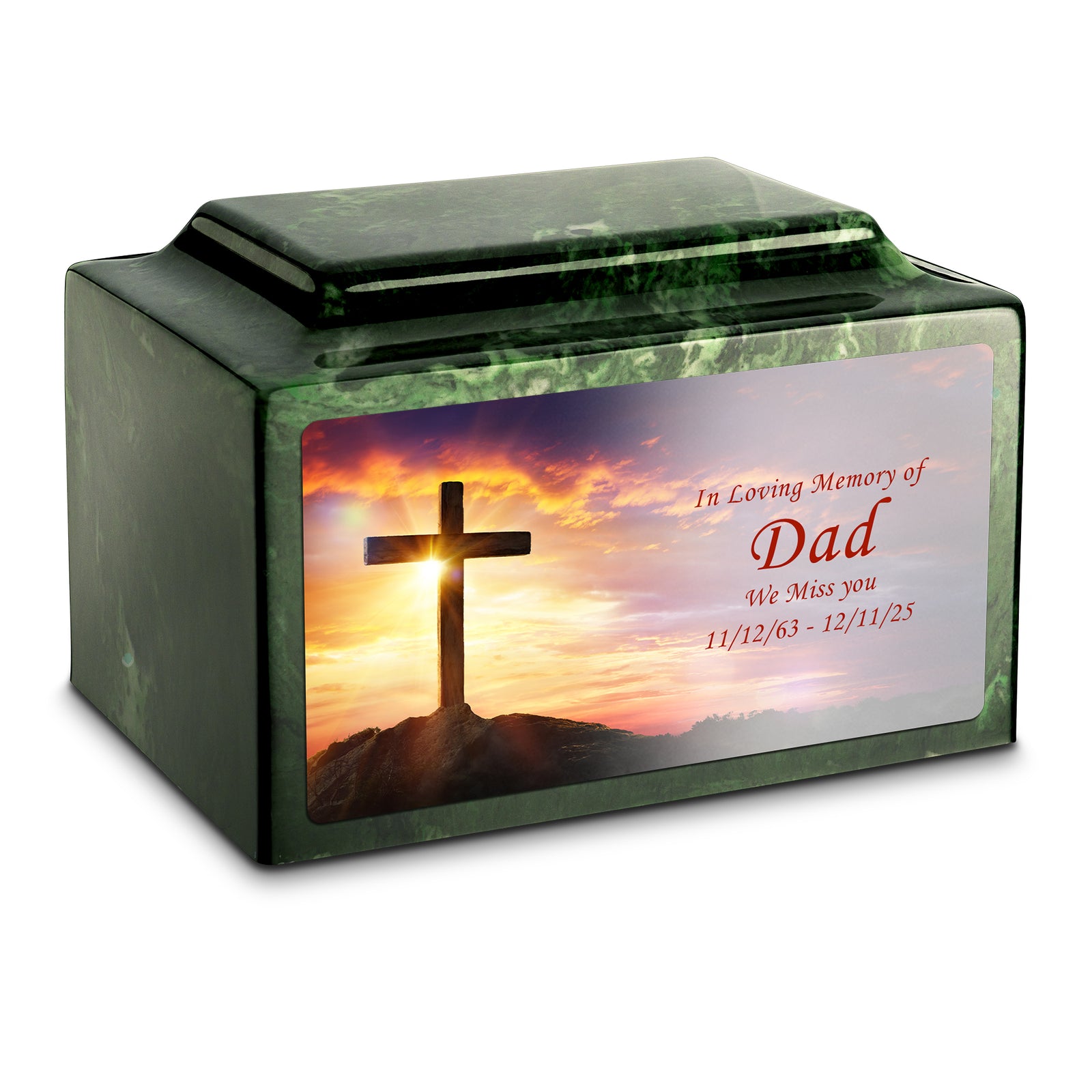 Adult Legacy Custom Printed Cross Cultured Marble Urns by MacKenzie