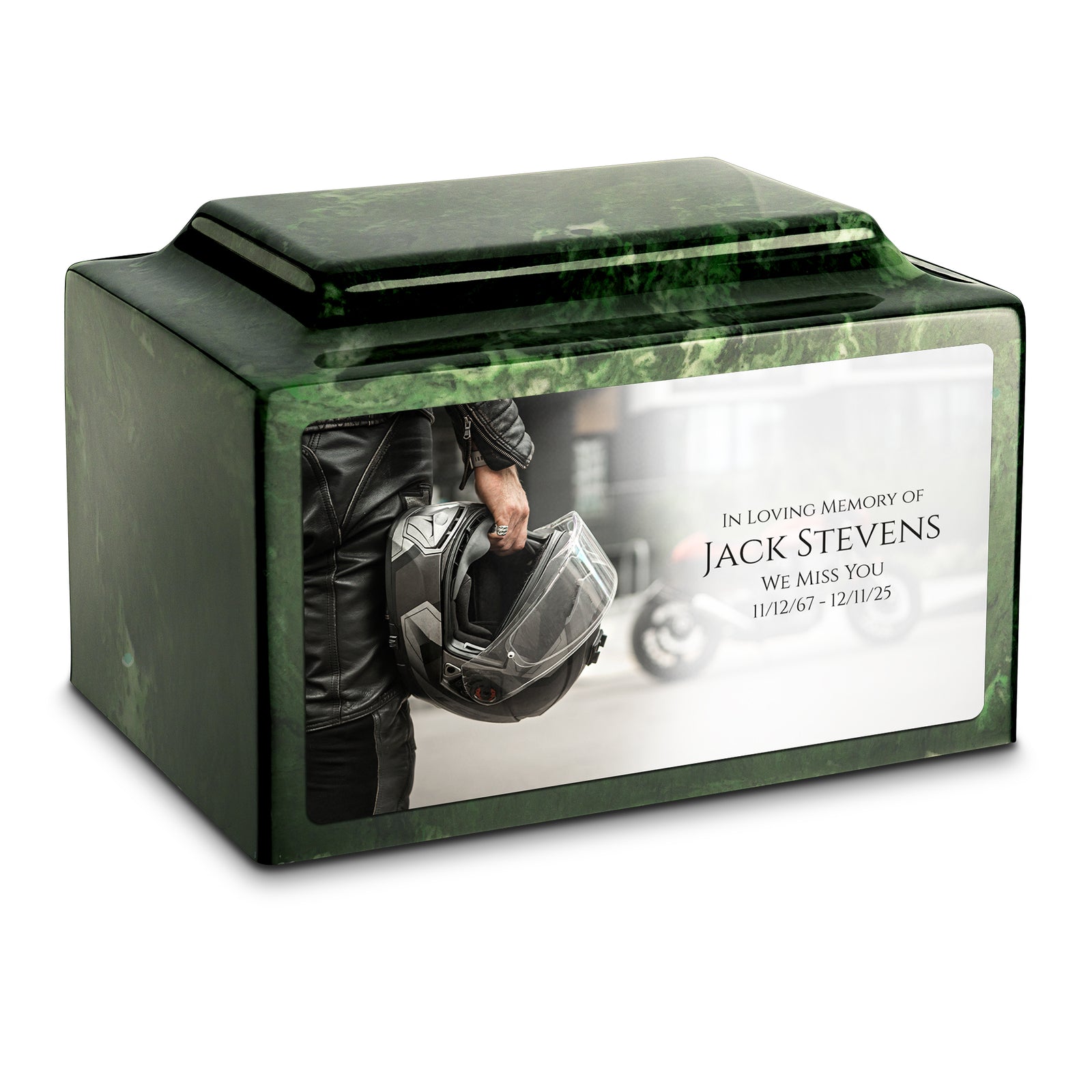 Adult Legacy Custom Printed Motorcycle Helmet Cultured Marble Urns by MacKenzie