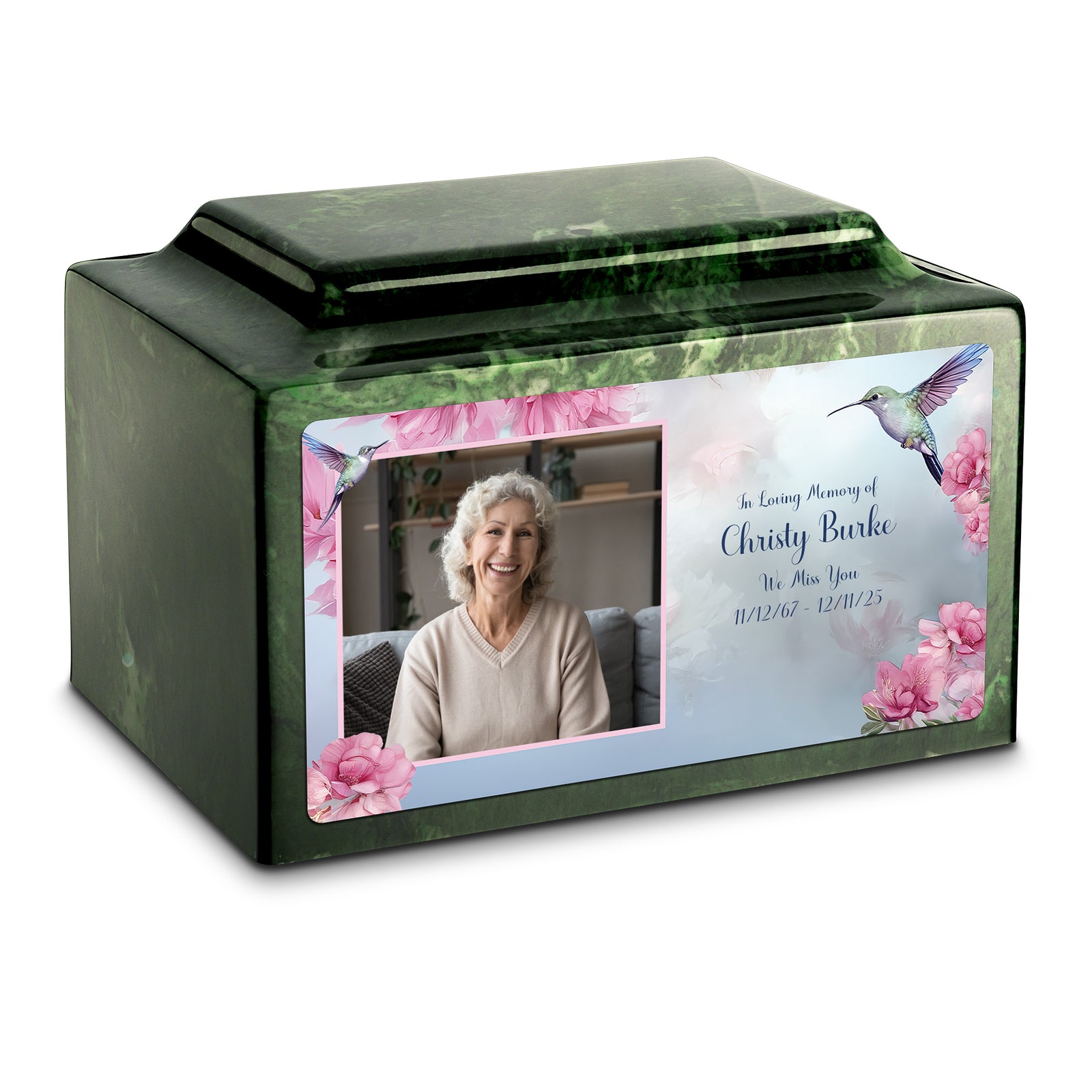 Adult Legacy Custom Printed Photo Hummingbird Cultured Marble Urns by MacKenzie