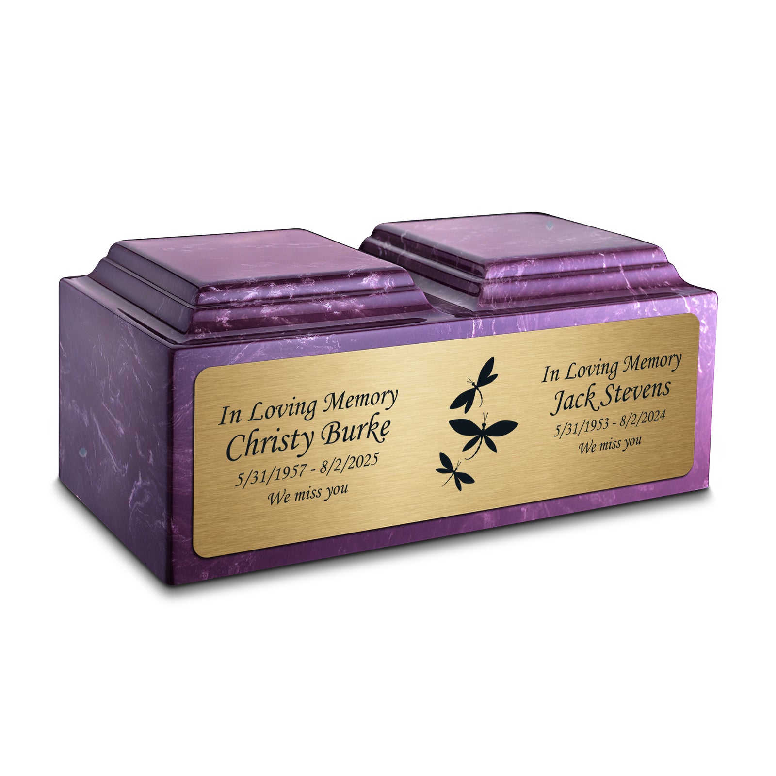 Adult Companion Custom Printed Amethyst Dragonflies Cultured Marble Urns by MacKenzie