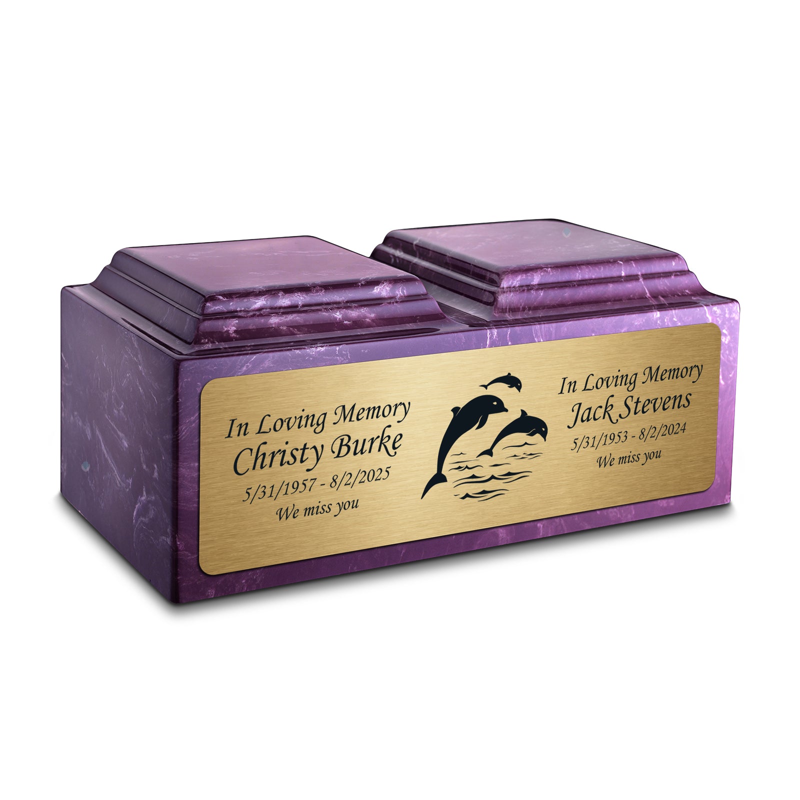 Adult Companion Custom Printed Amethyst Dolphin Cultured Marble Urns by MacKenzie