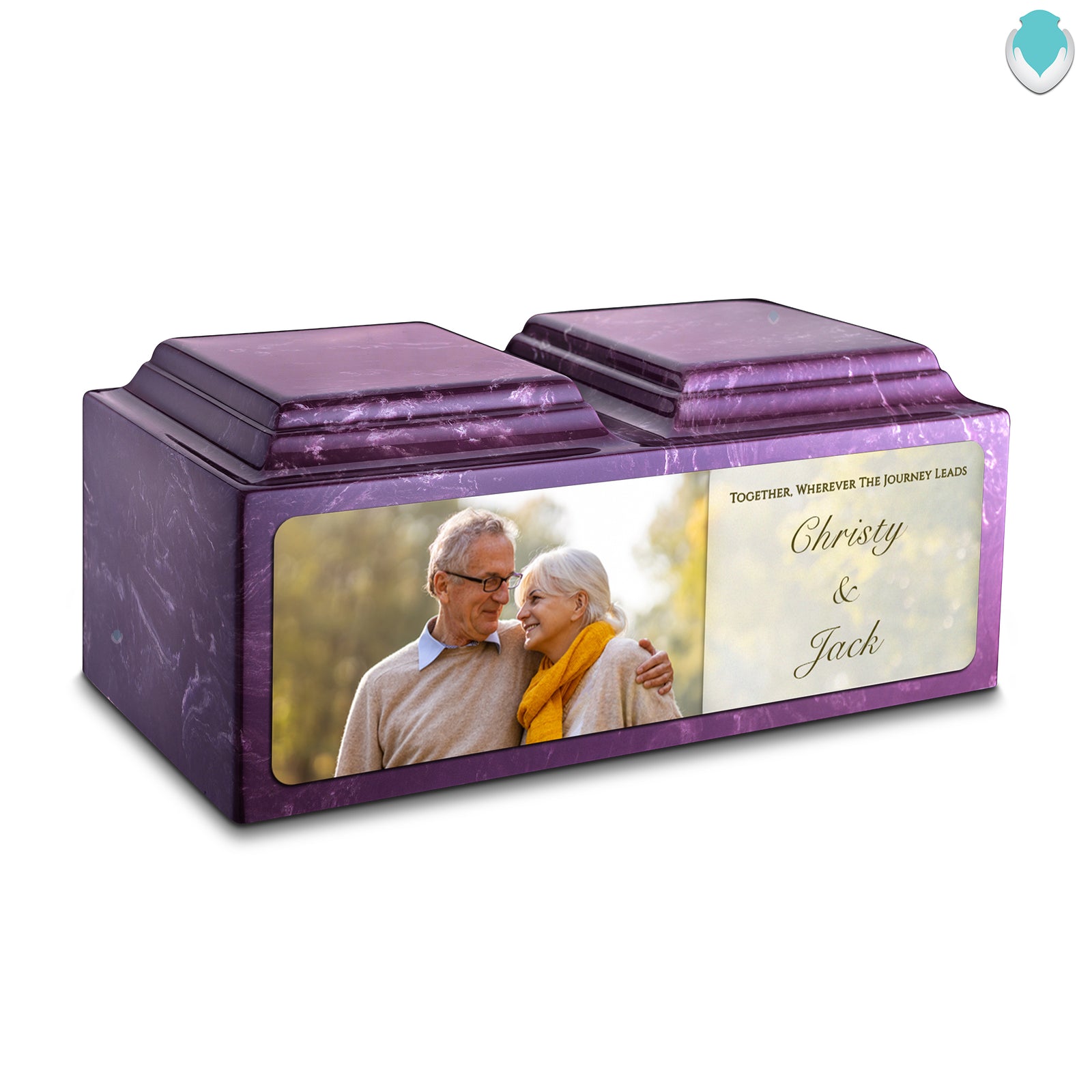 Adult Companion Custom Couple Portrait Amethyst Cultured Marble Urns by MacKenzie
