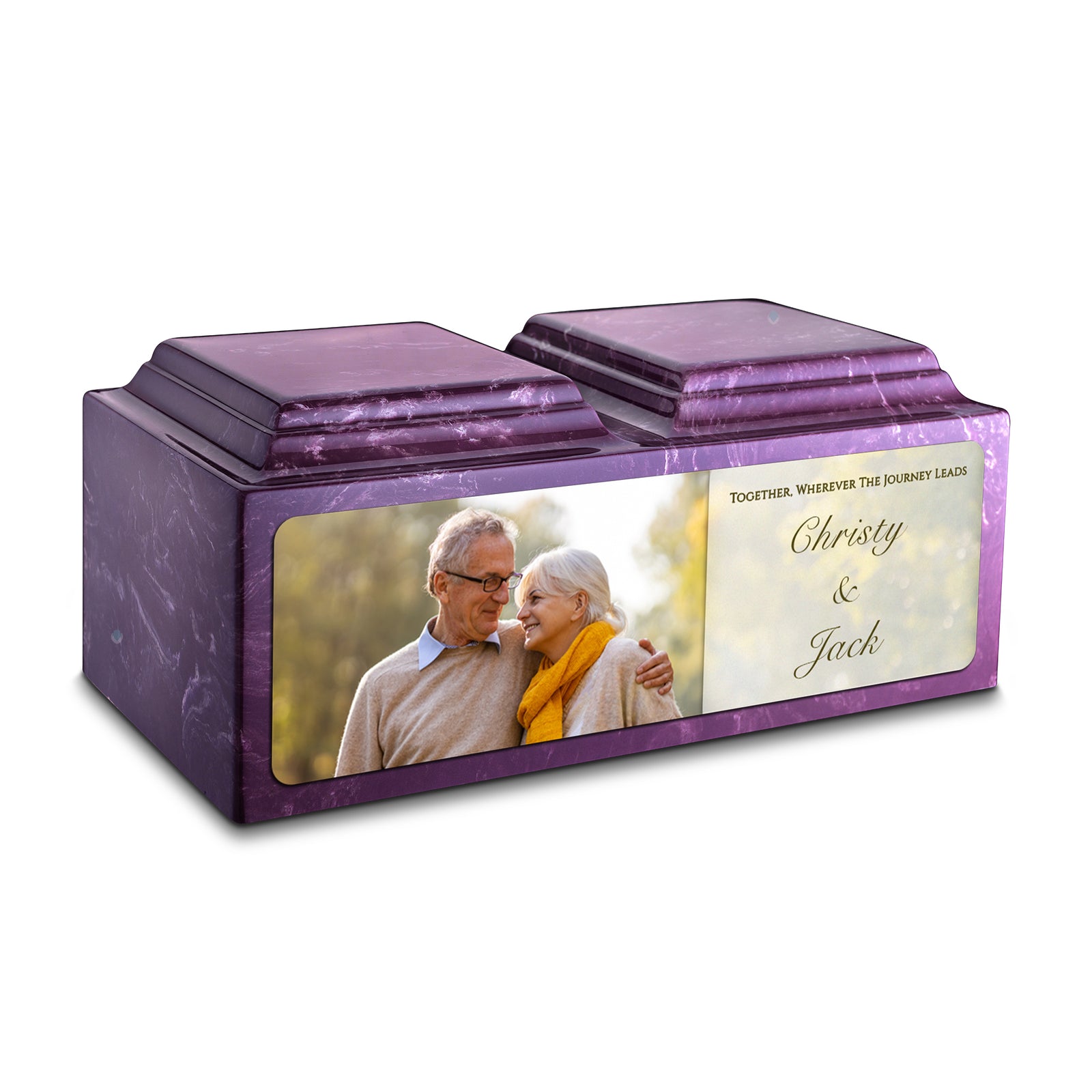 Adult Companion Custom Couple Portrait Amethyst Cultured Marble Urns by MacKenzie