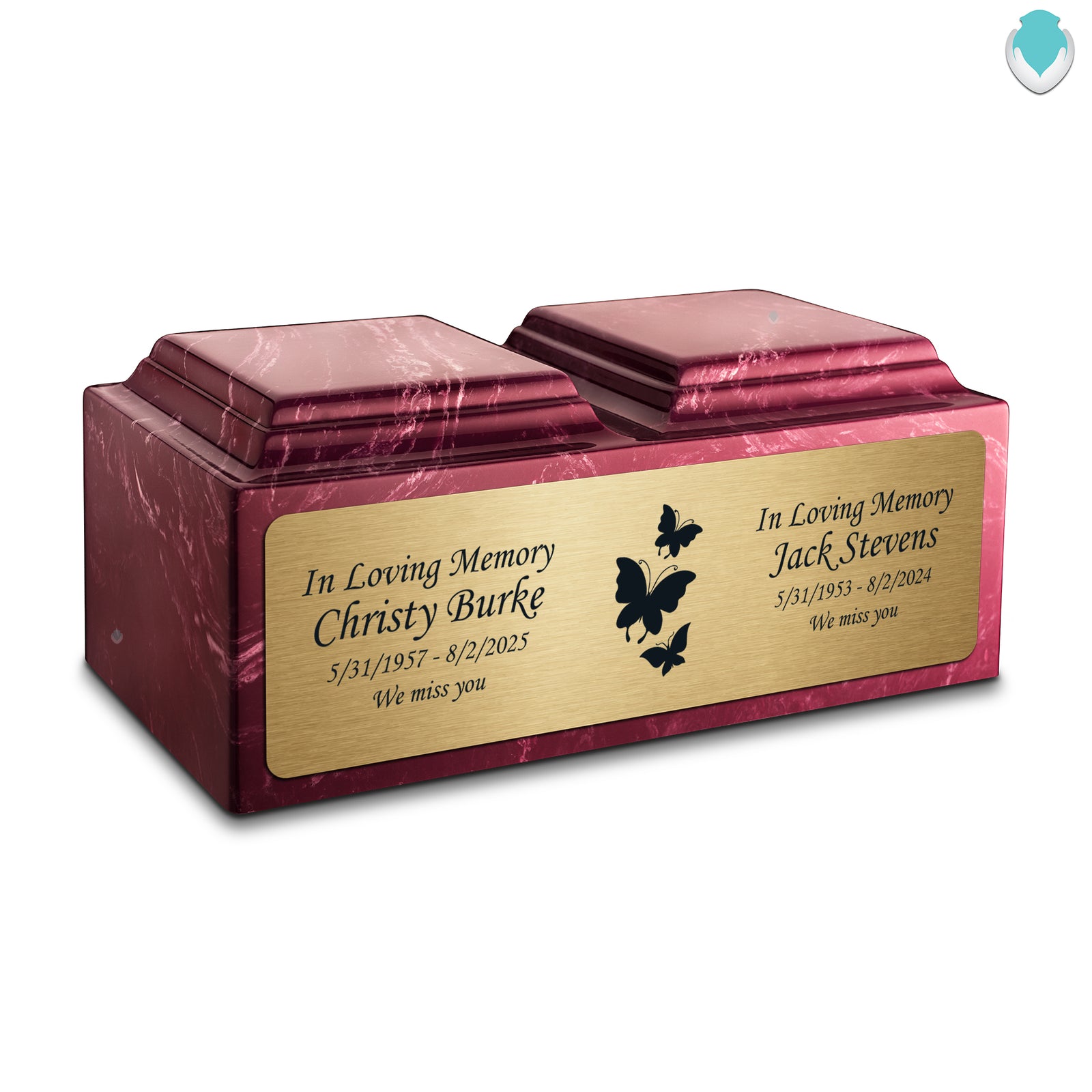 Adult Companion Custom Printed Berry Butterflies Cultured Marble Urns by MacKenzie