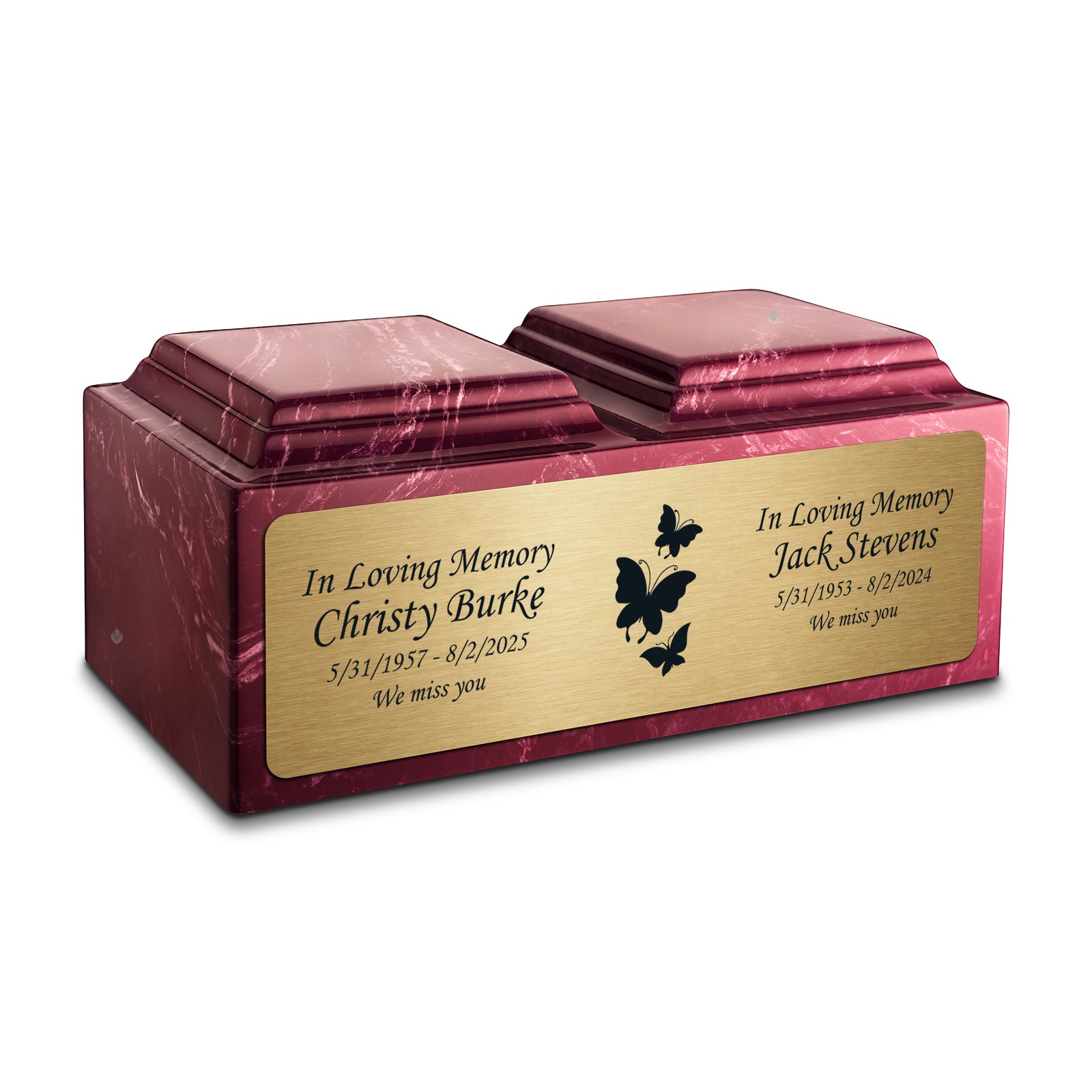 Adult Companion Custom Printed Berry Butterflies Cultured Marble Urns by MacKenzie