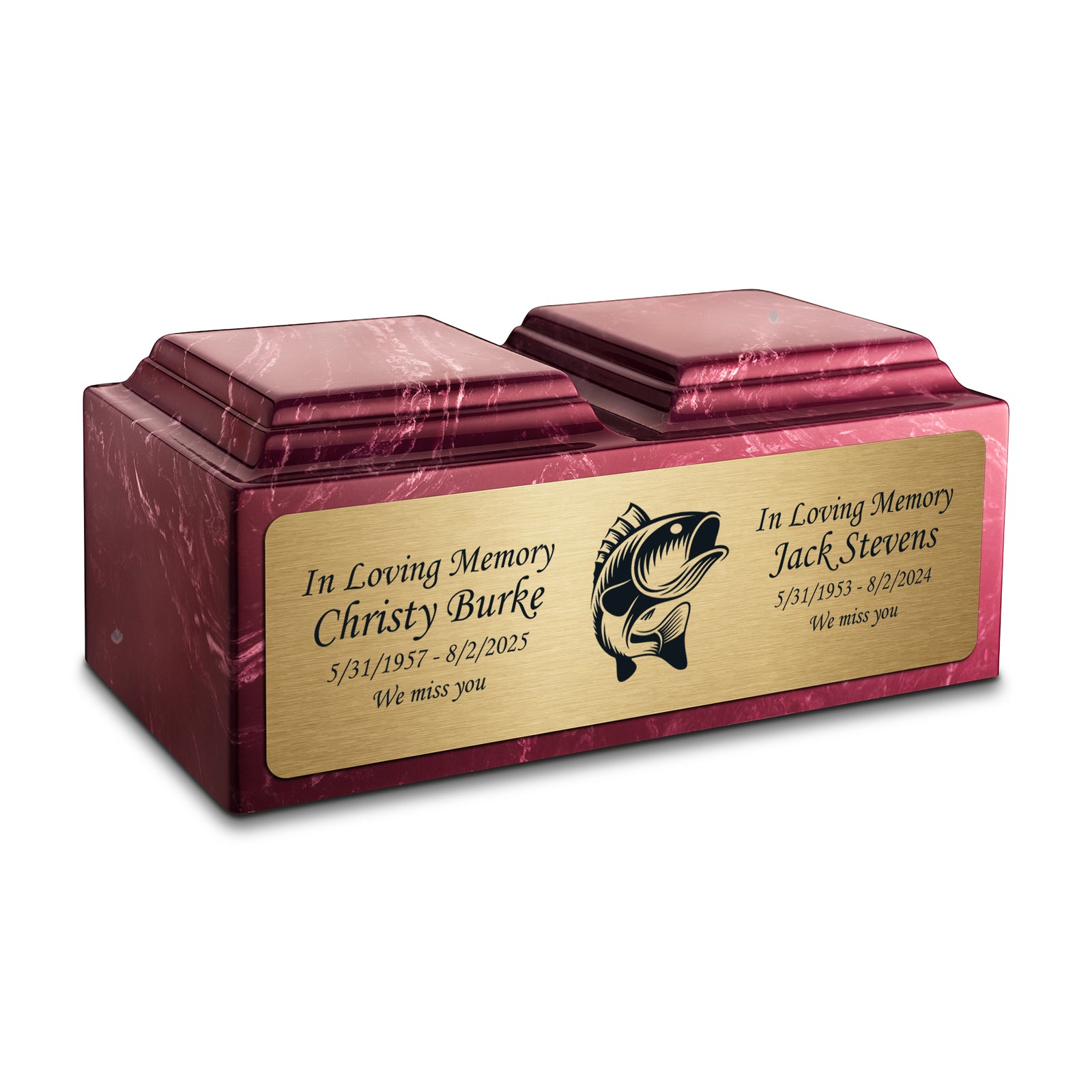 Adult Companion Custom Printed Berry Fishing Cultured Marble Urns by MacKenzie