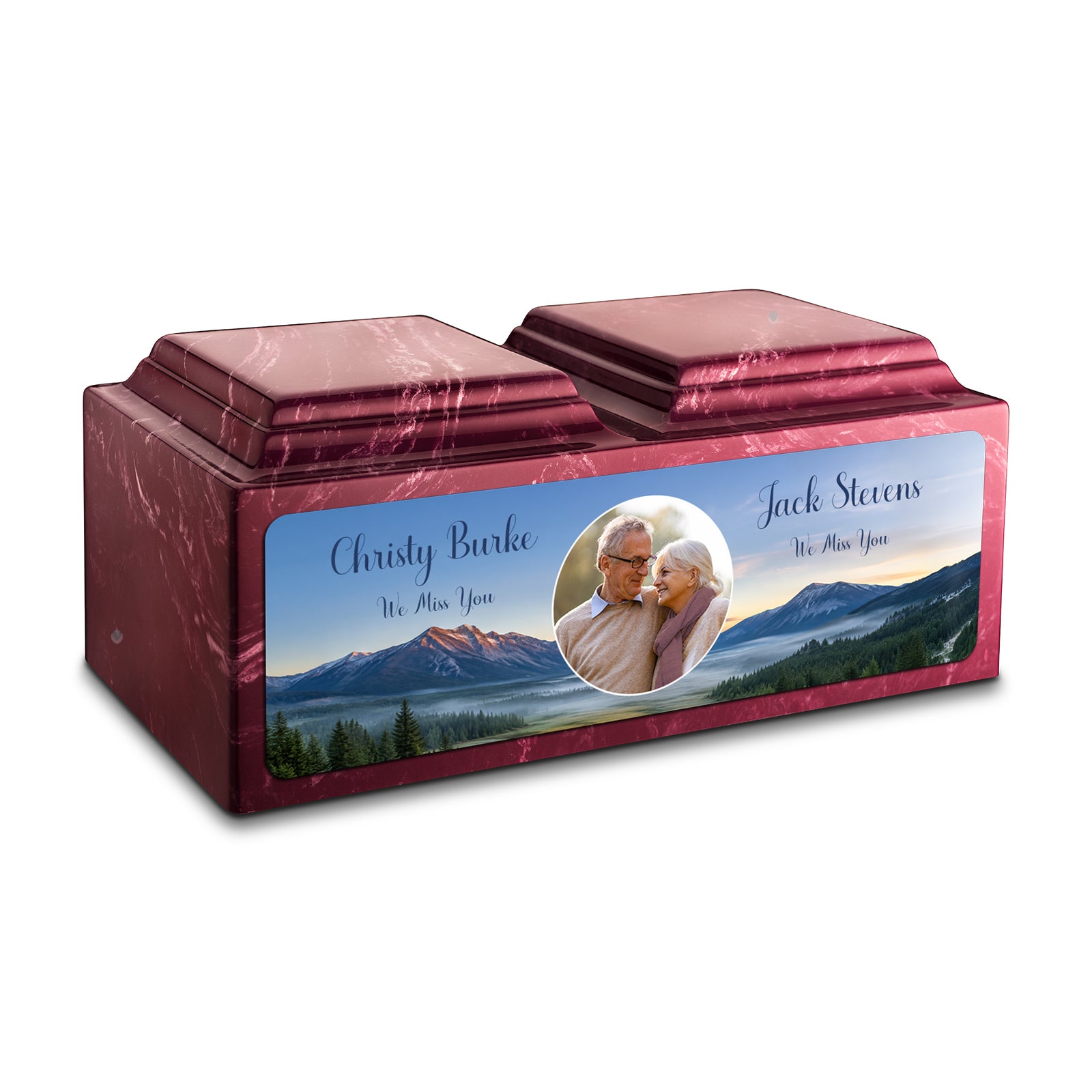 Adult Companion Custom Mountains Couple Portrait Memorial Berry Cultured Marble Urns by MacKenzie