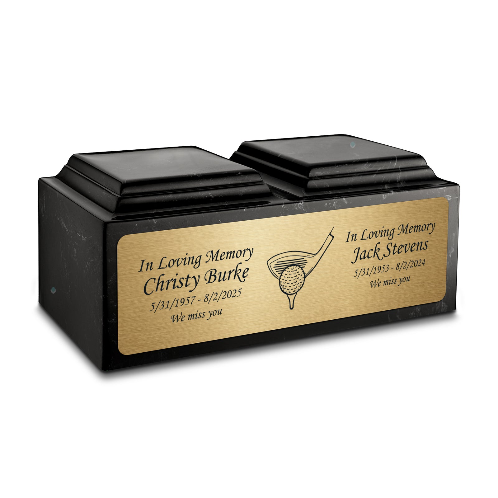 Adult Companion Custom Printed Black and White Golf Cultured Marble Urns by MacKenzie
