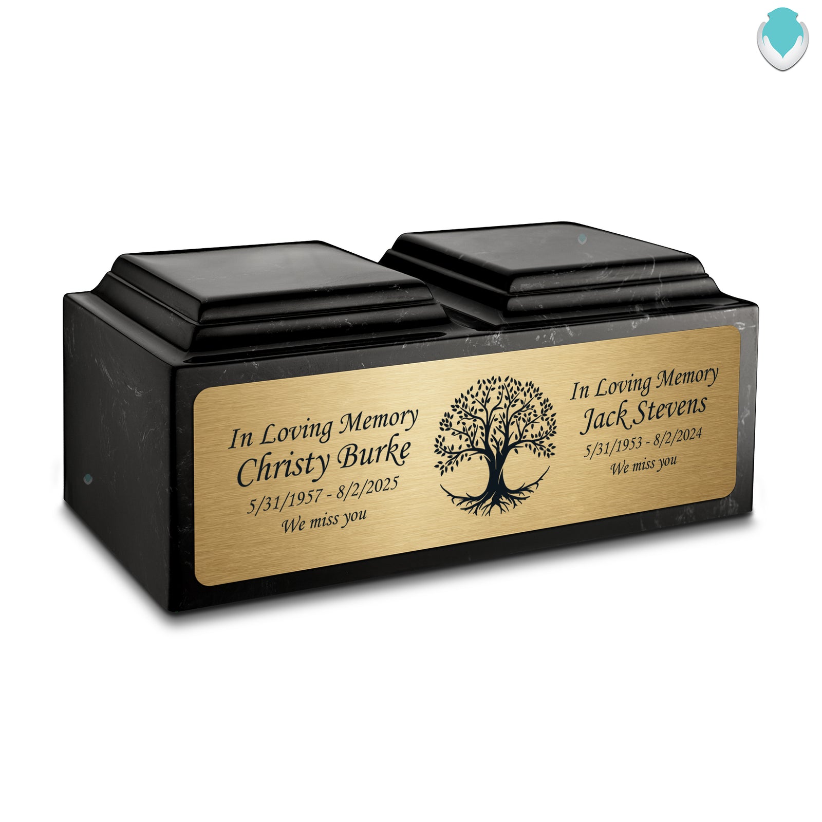 Adult Companion Custom Printed Black and White Tree of Life Cultured Marble Urns by MacKenzie
