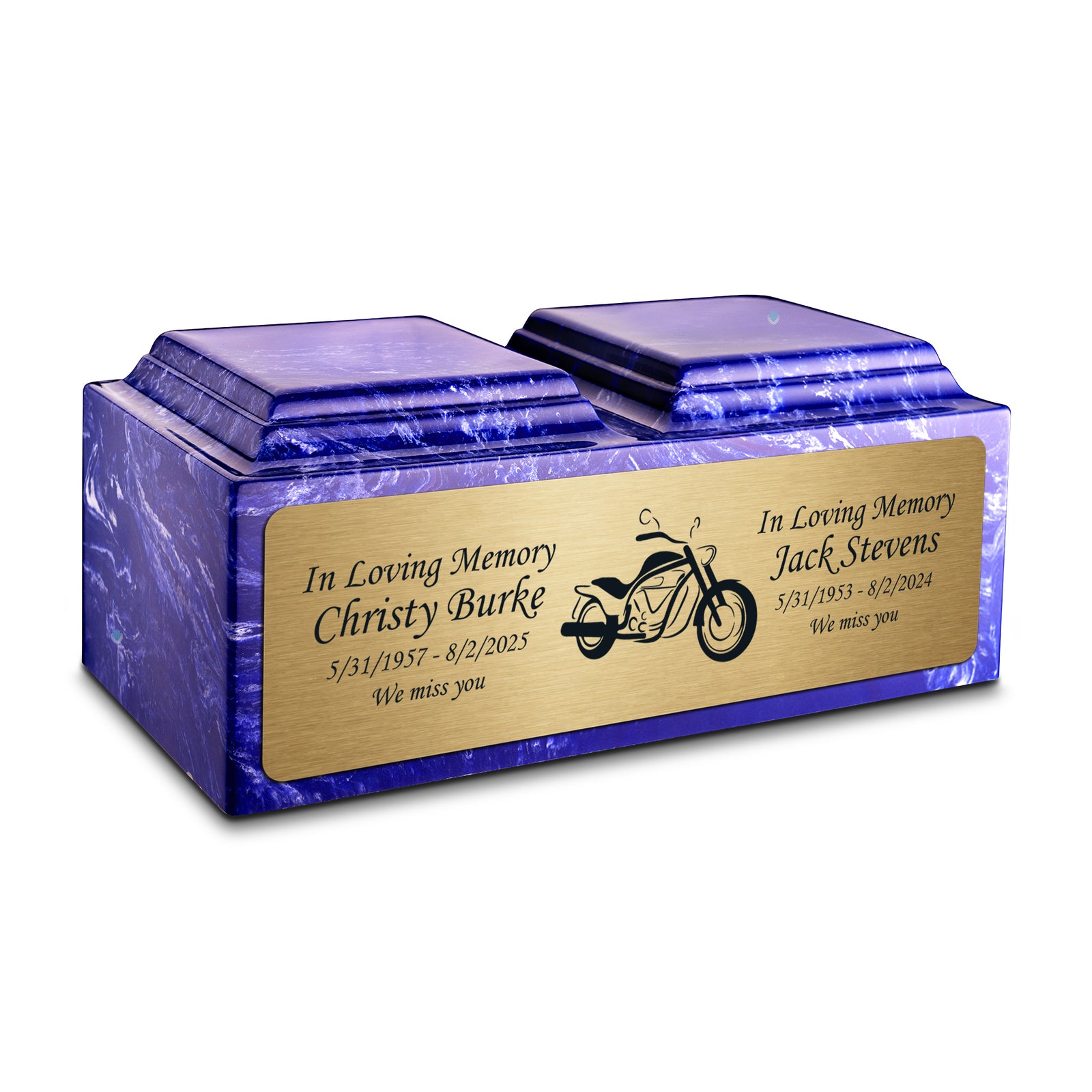 Adult Companion Custom Printed Cobalt Motorcycle Cultured Marble Urns by MacKenzie
