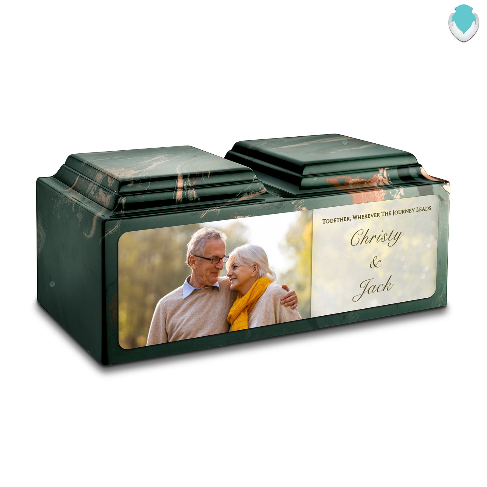 Adult Companion Custom Couple Portrait Camo Cultured Marble Urns by MacKenzie