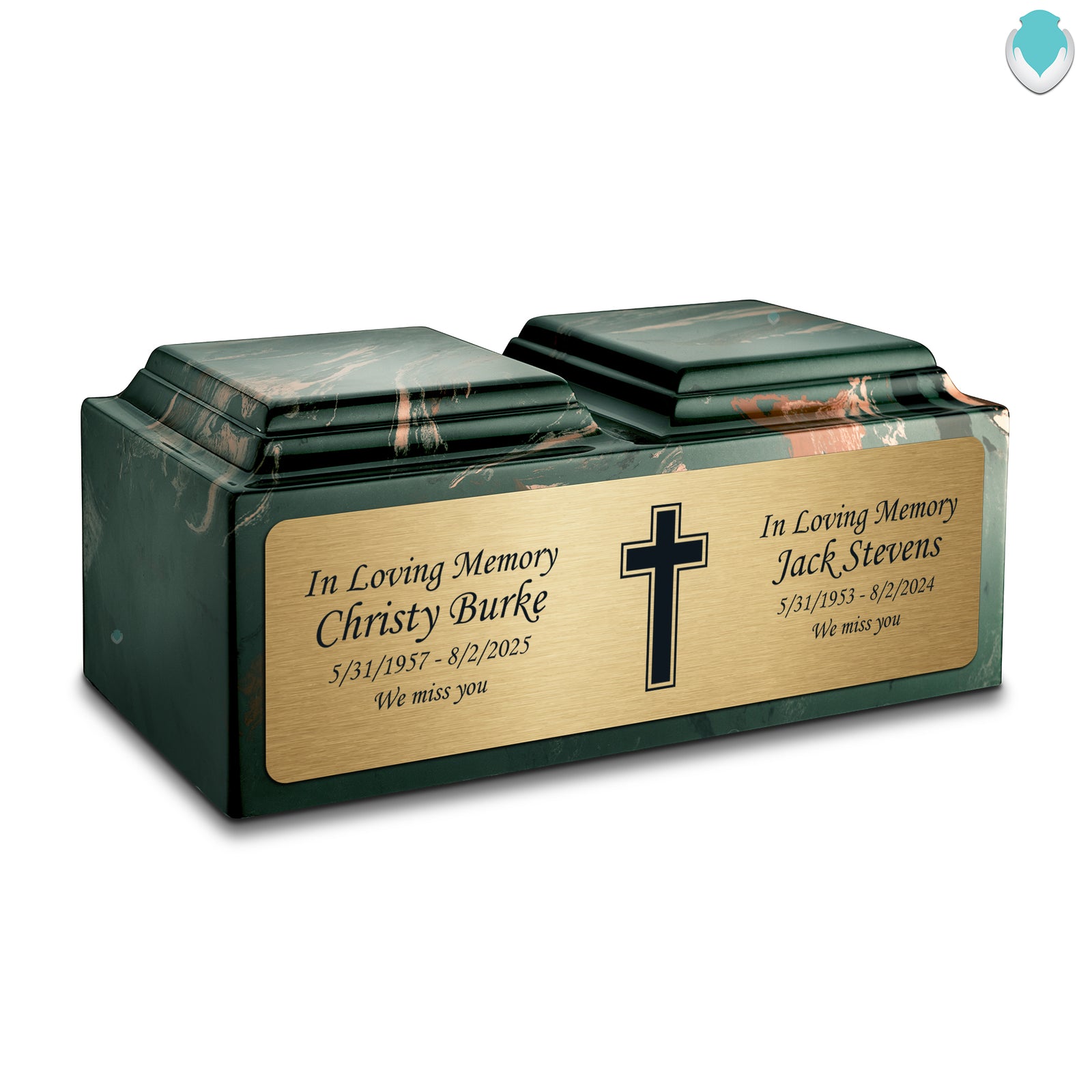 Adult Companion Custom Printed Camo Simple Cross Cultured Marble Urns by MacKenzie