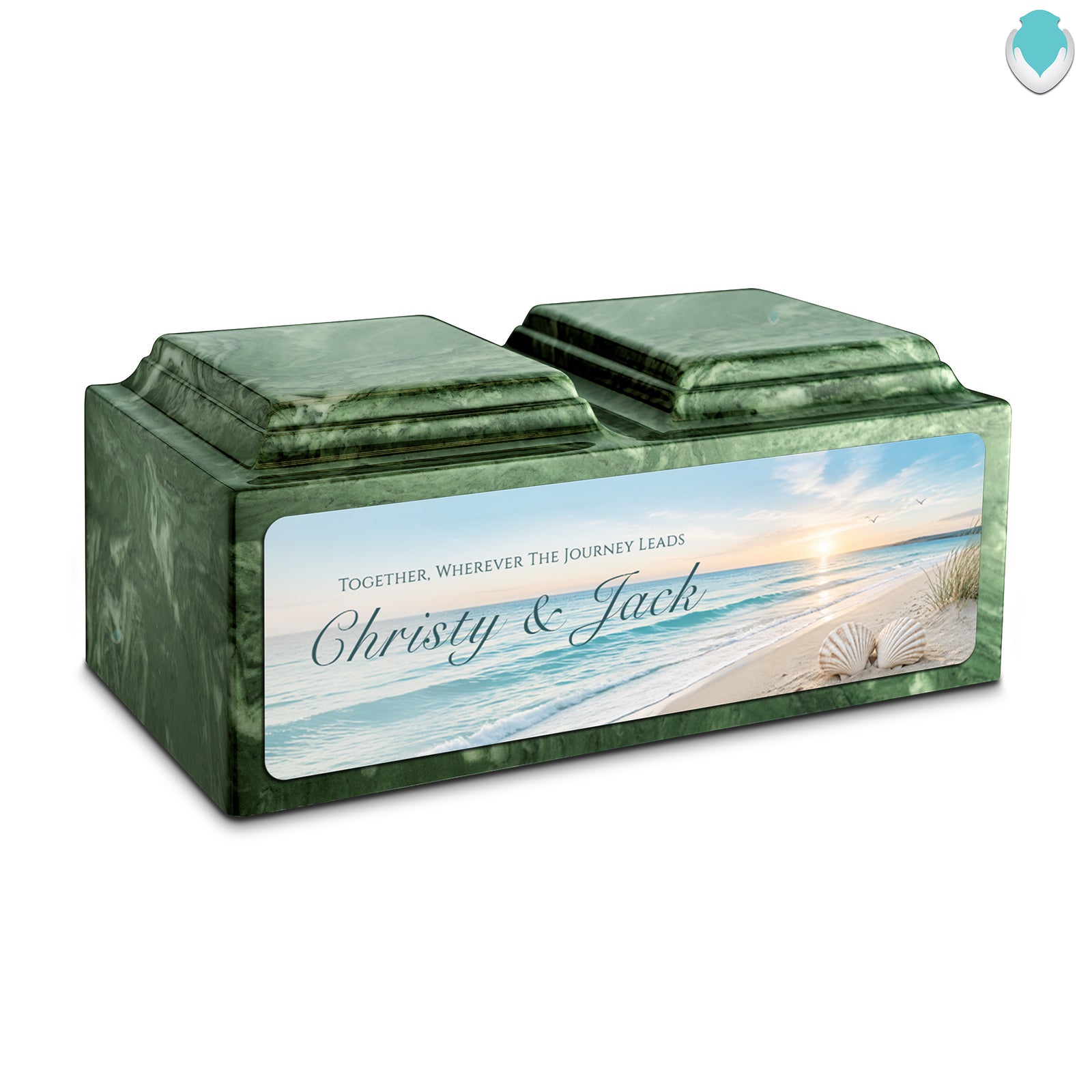 Adult Companion Custom Ocean Memorial Emerald Cultured Marble Urns by MacKenzie