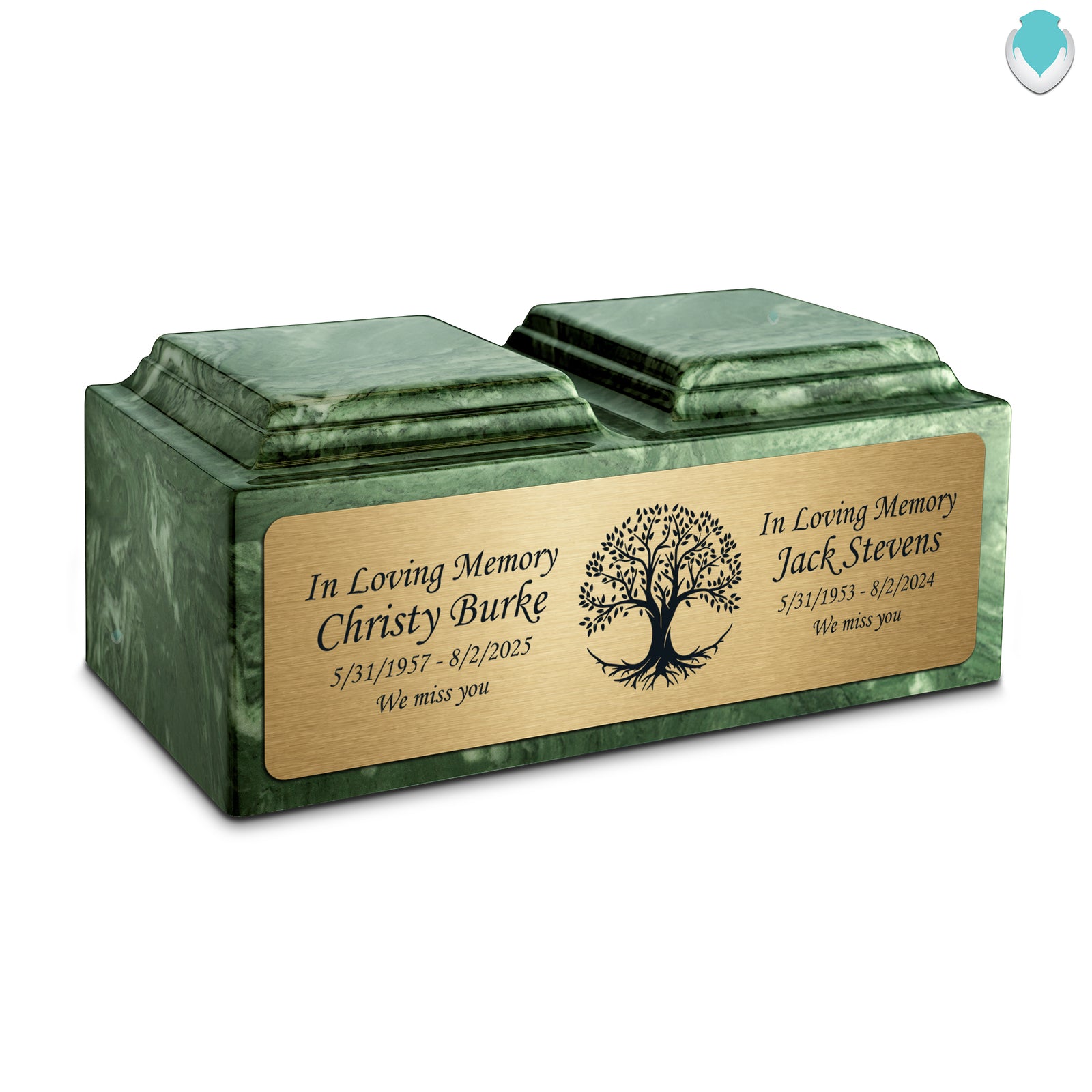 Adult Companion Custom Printed Emerald Tree of Life Cultured Marble Urns by MacKenzie