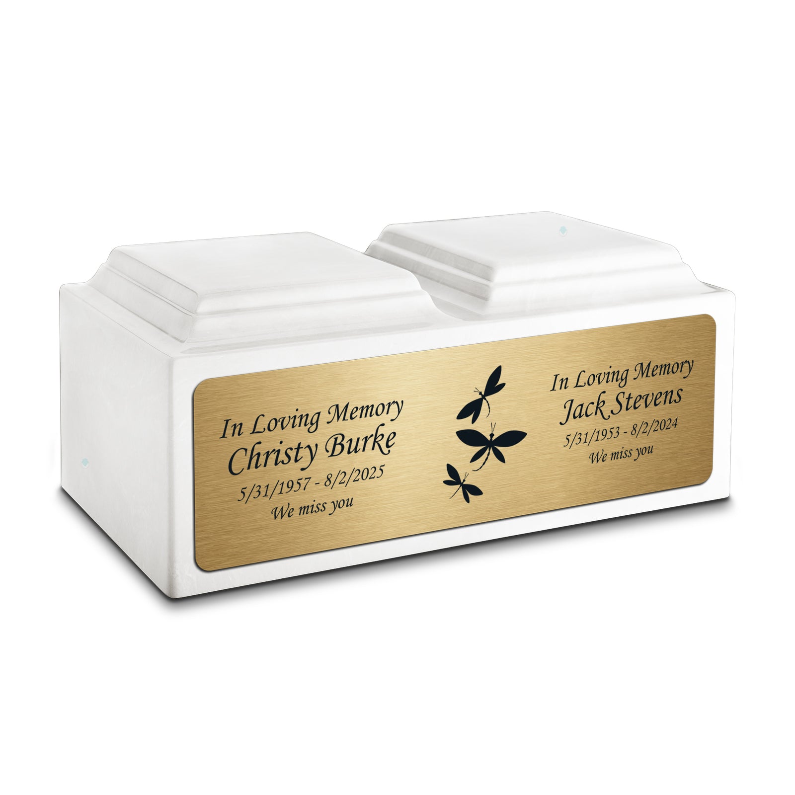 Adult Companion Custom Printed Glacier White Dragonflies Cultured Marble Urns by MacKenzie