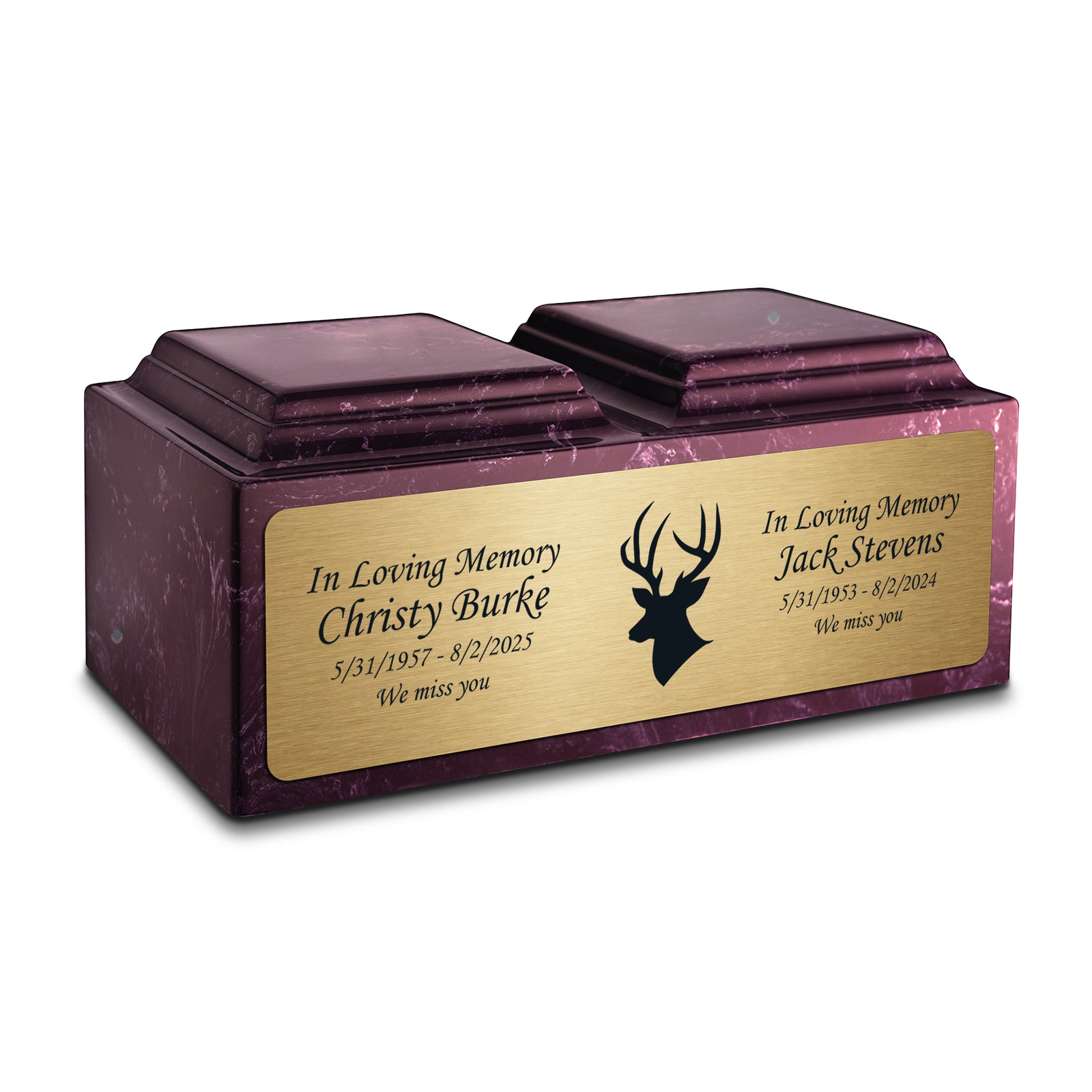 Adult Companion Custom Printed Merlot Deer Cultured Marble Urns by MacKenzie