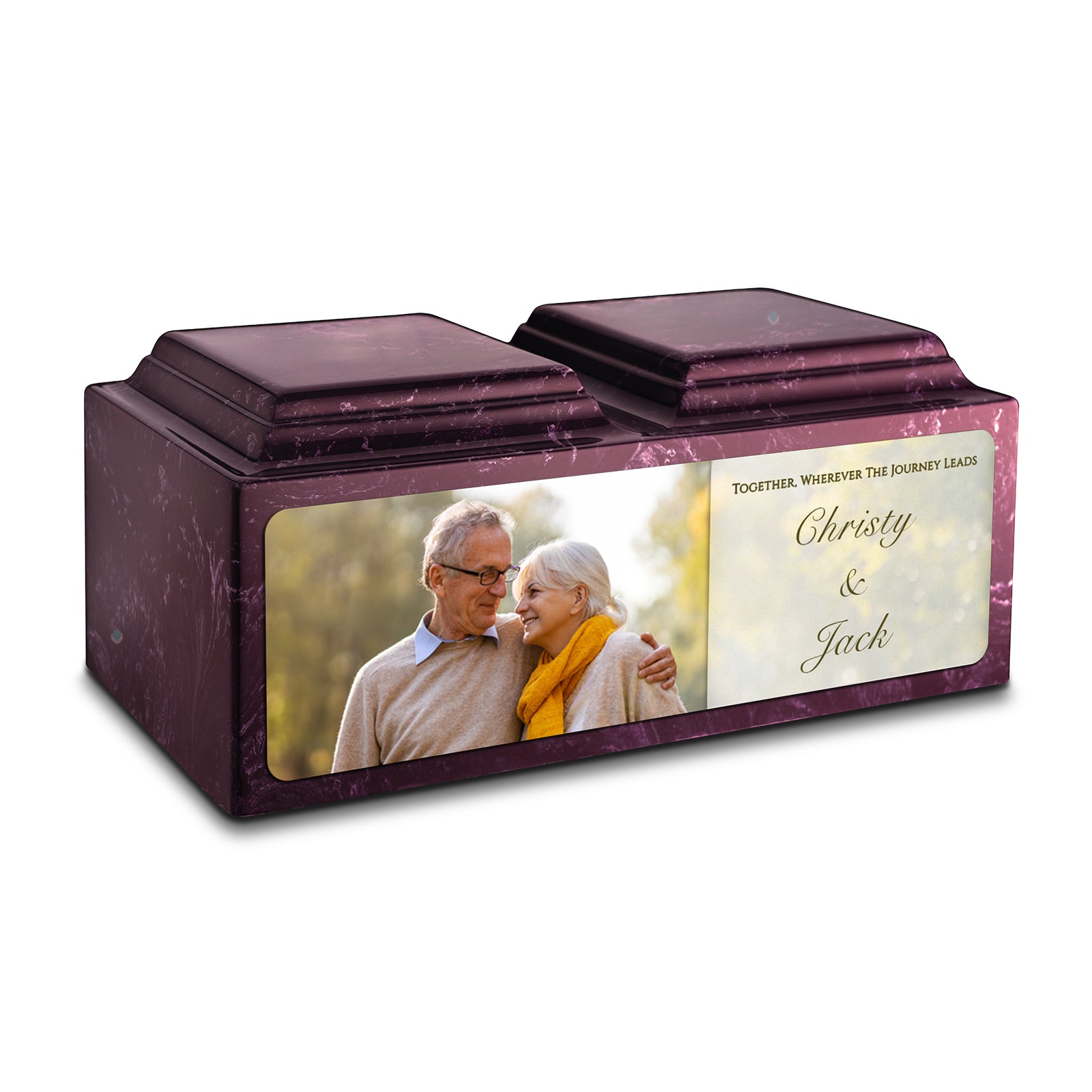 Adult Companion Custom Couple Portrait Merlot Cultured Marble Urns by MacKenzie