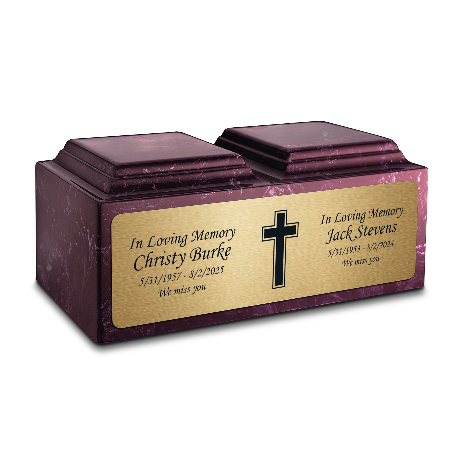 Adult Companion Custom Printed Merlot Simple Cross Cultured Marble Urns by MacKenzie