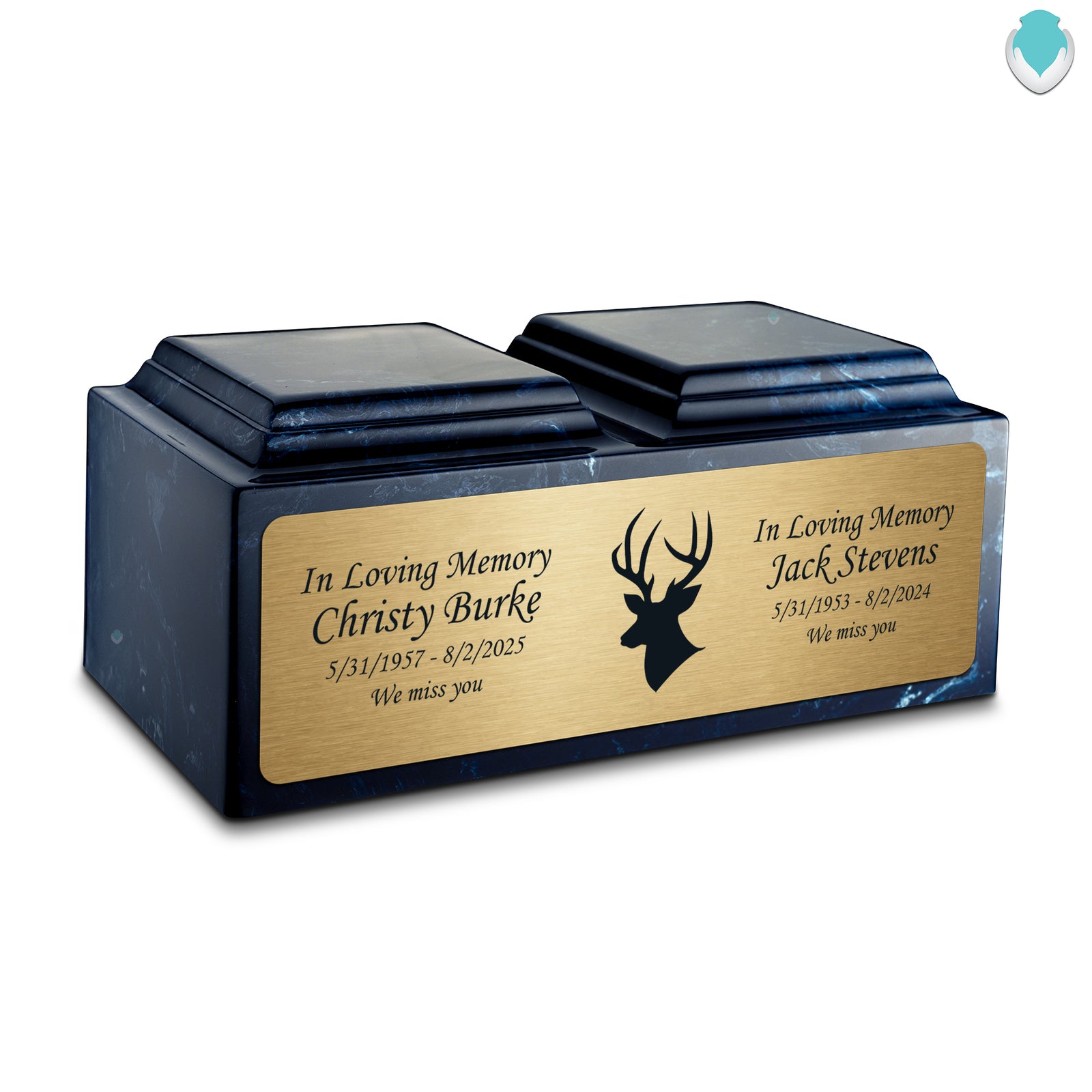 Adult Companion Custom Printed Navy Deer Cultured Marble Urns by MacKenzie