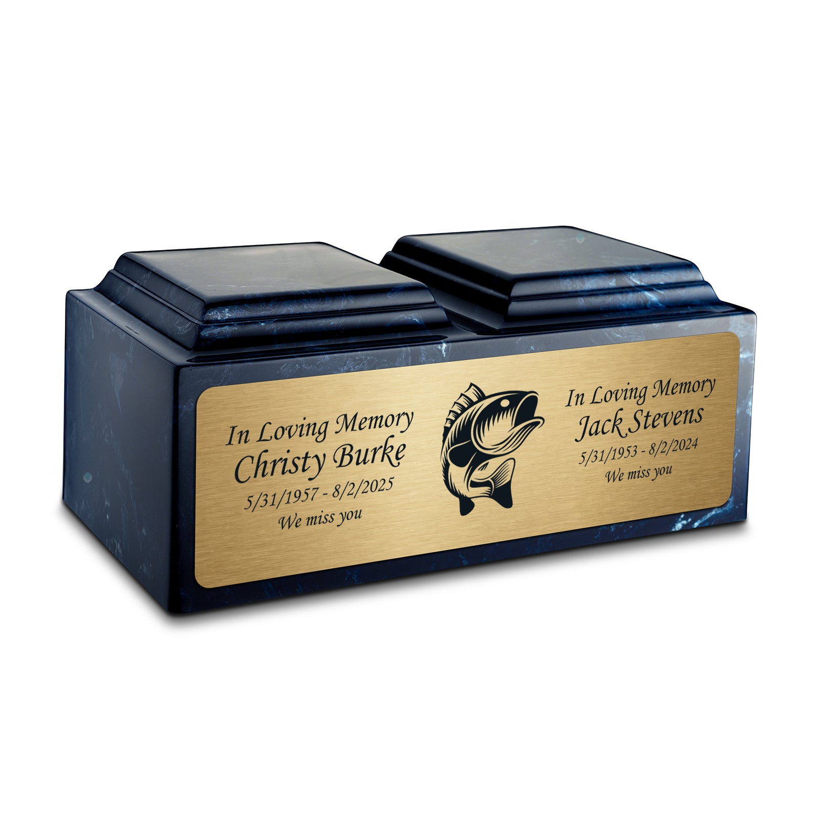 Adult Companion Custom Printed Navy Fishing Cultured Marble Urns by MacKenzie