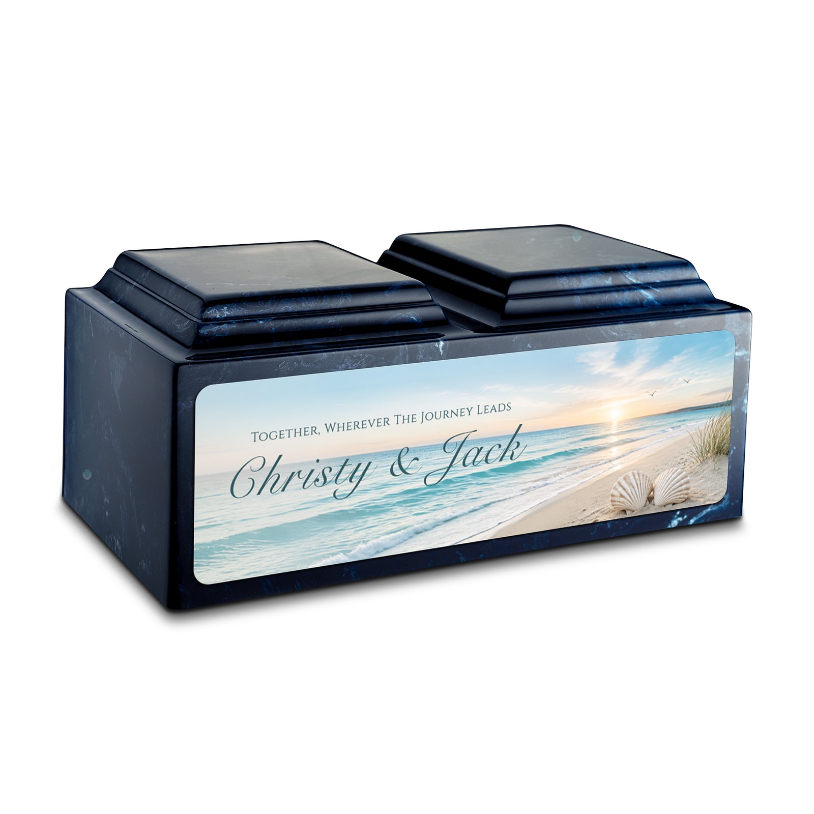 Adult Companion Custom Ocean Memorial Navy Cultured Marble Urns by MacKenzie