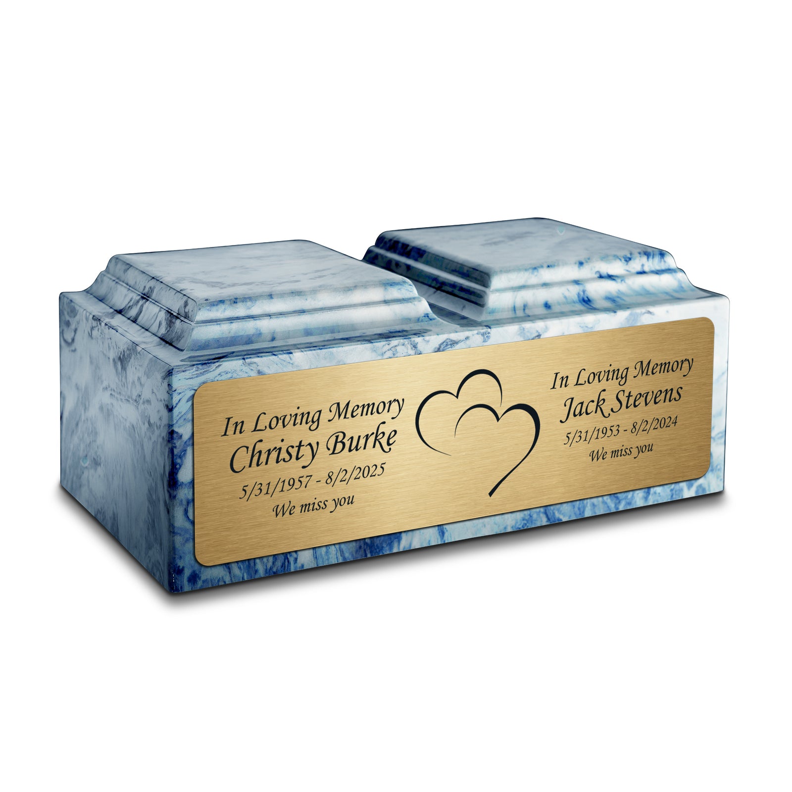 Adult Companion Custom Printed Sky Blue Heart Cultured Marble Urns by MacKenzie