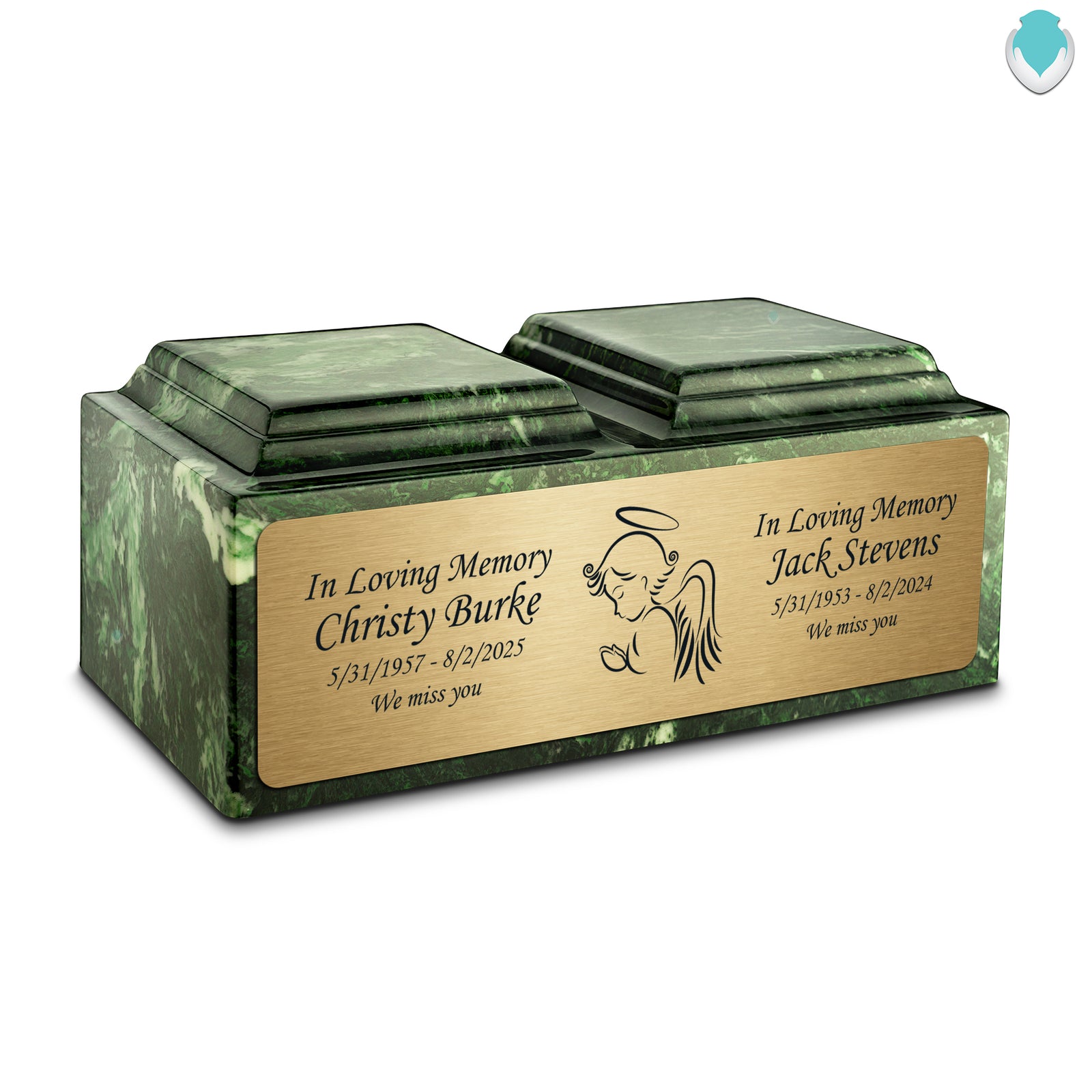 Adult Companion Custom Printed Verde Angel Cultured Marble Urns by MacKenzie