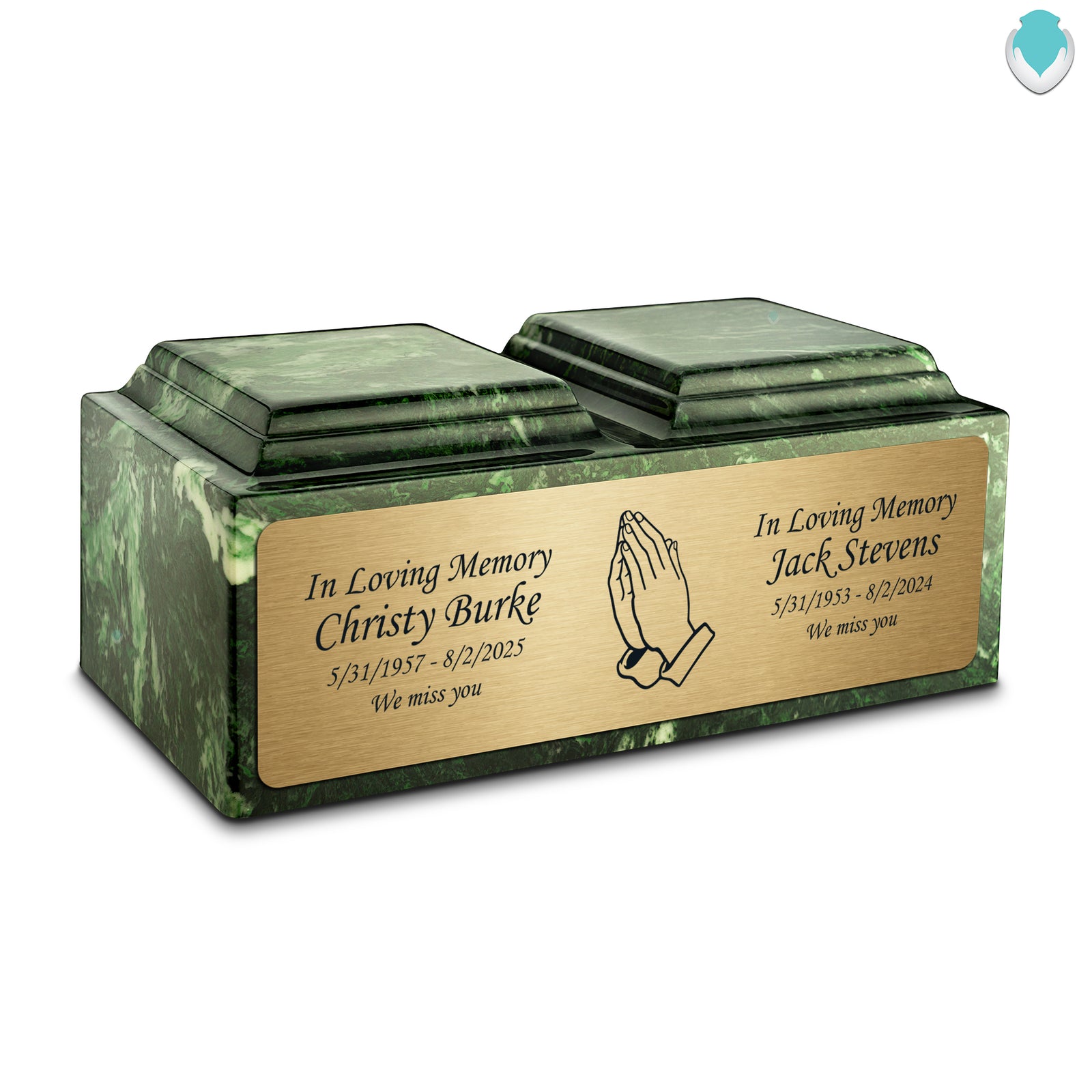 Adult Companion Custom Printed Verde Praying Hands Cultured Marble Urns by MacKenzie