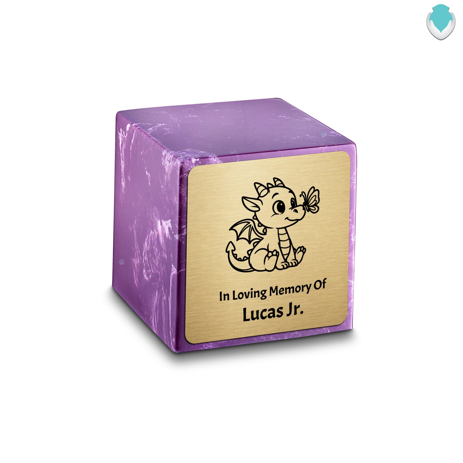 Small Cube Baby Dragon Amethyst Cultured Marble Child Cremation Urn by MacKenzie