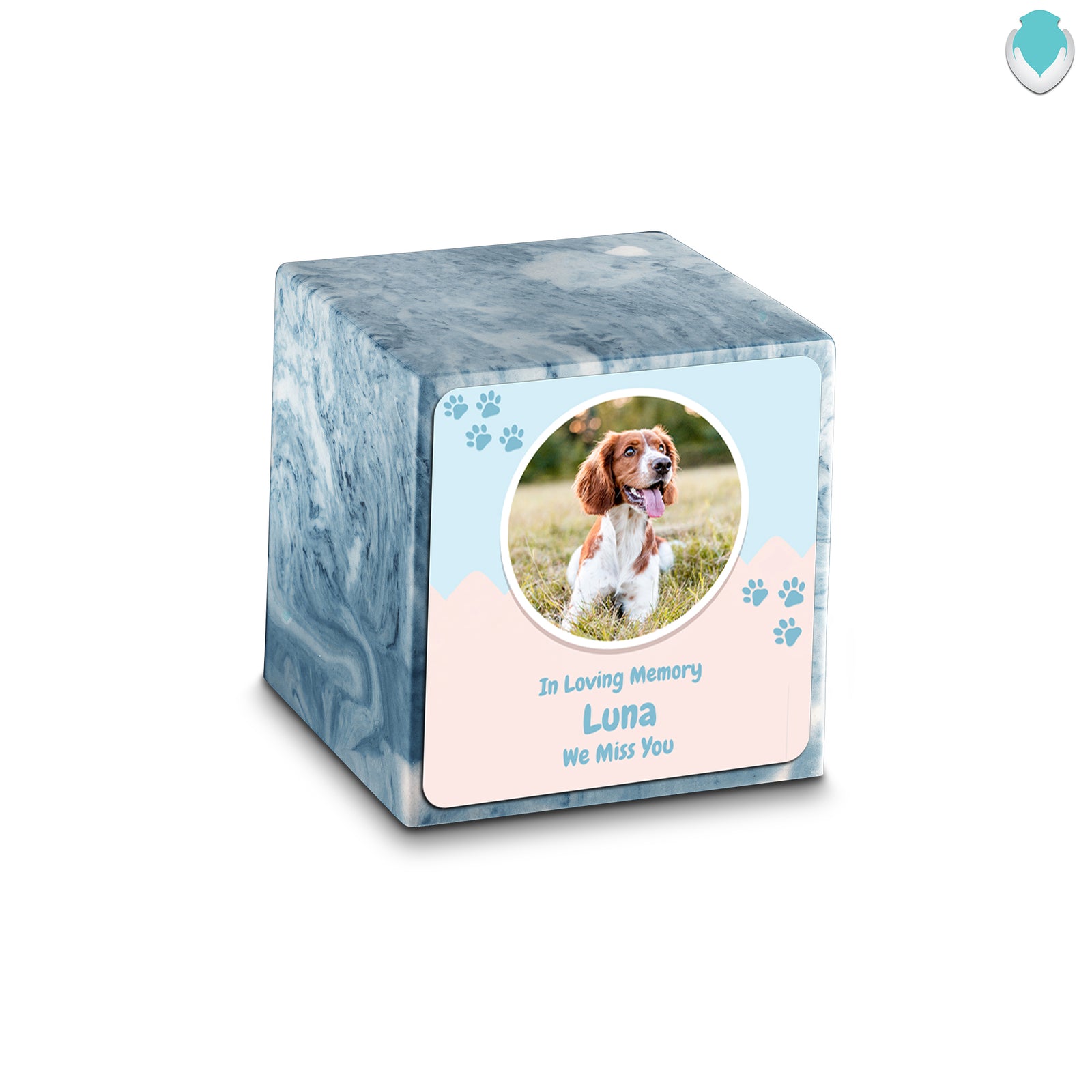 Small Cube Pet Portrait Berry Cultured Marble Pet Cremation Urn by MacKenzie