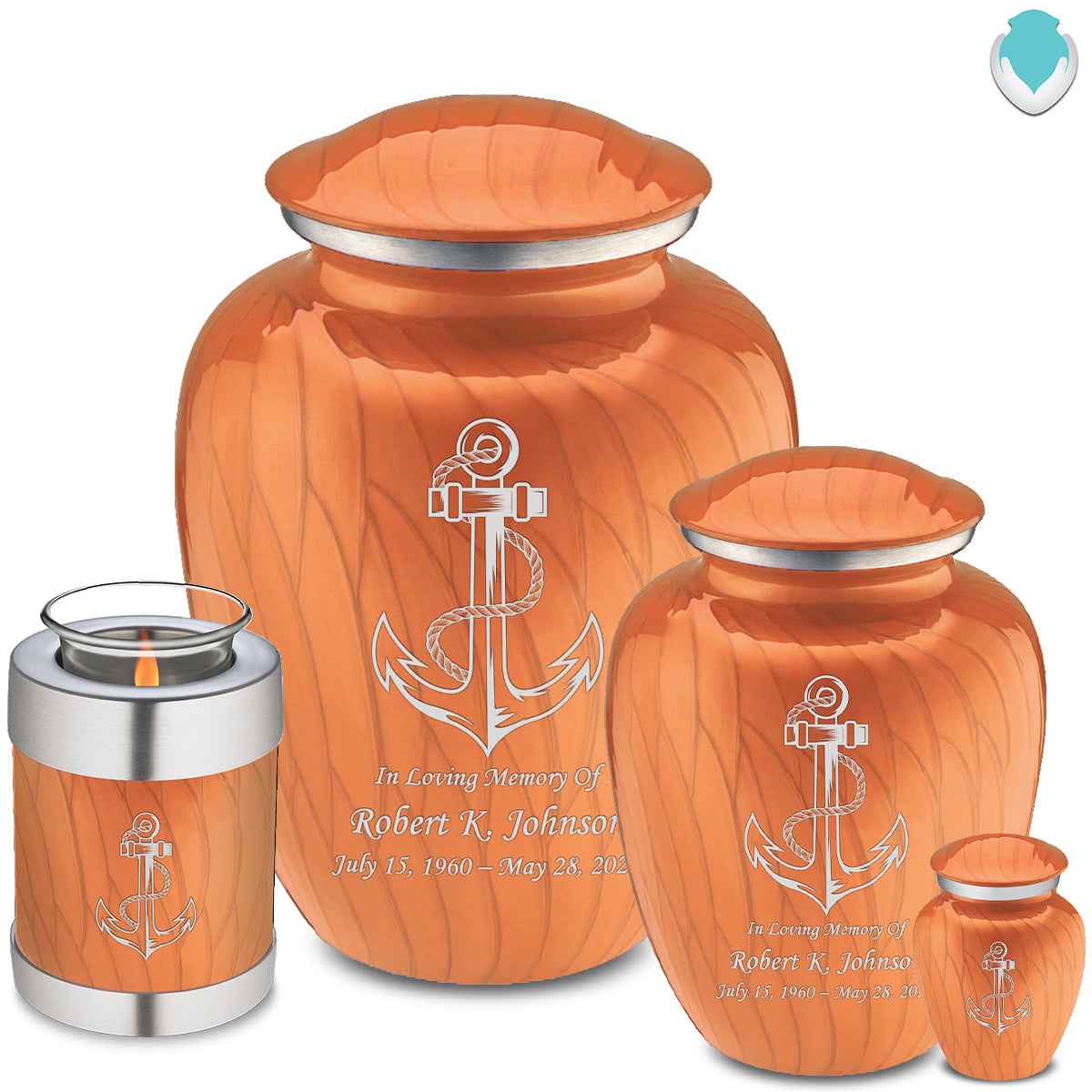 Adult Embrace Pearl Orange Anchor Cremation Urn