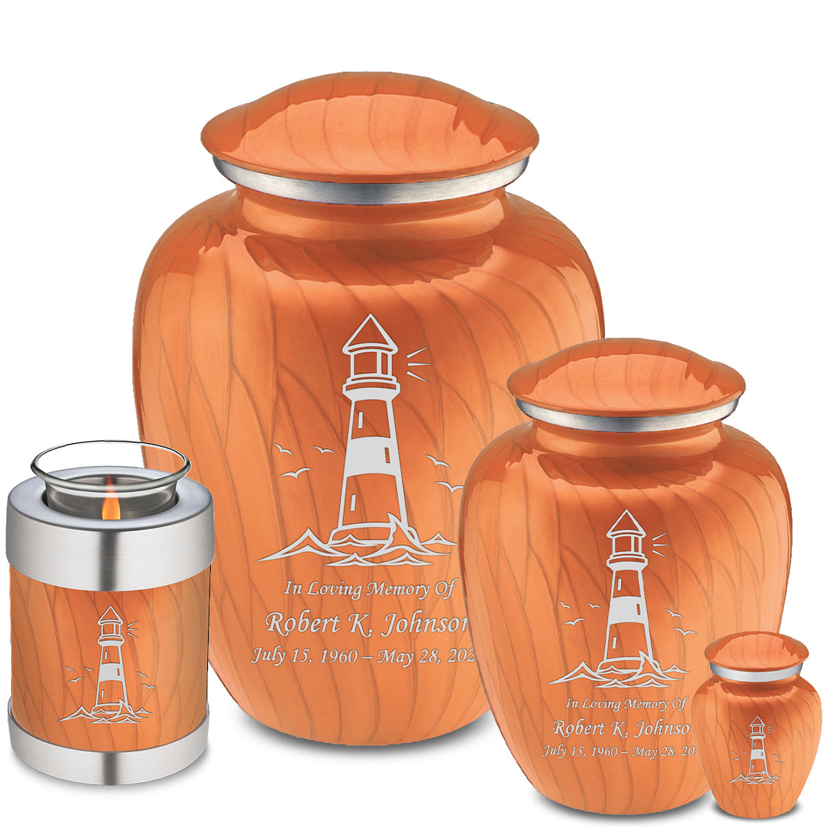 Adult Embrace Pearl Orange Lighthouse Cremation Urn