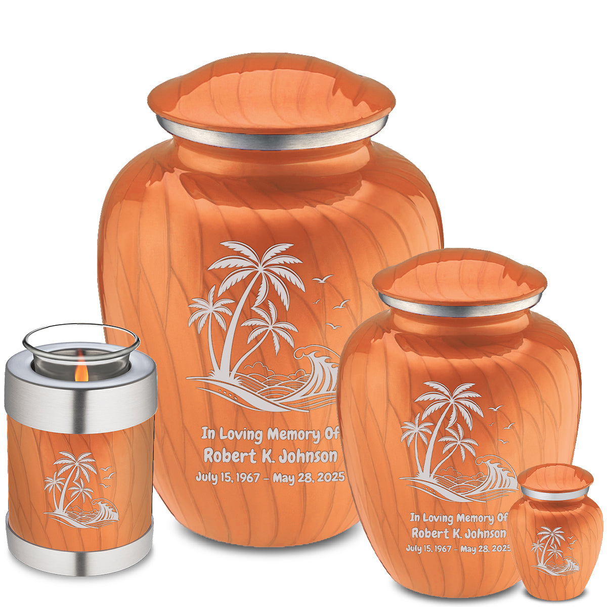 Medium Embrace Pearl Orange Palm Beach Cremation Urn