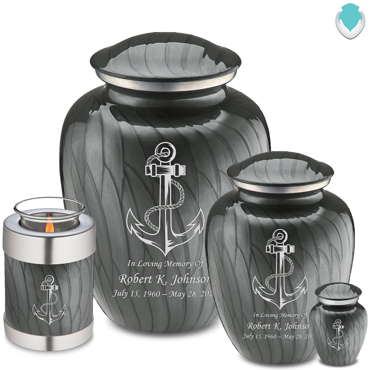 Adult Embrace Pearl Silver Anchor Cremation Urn