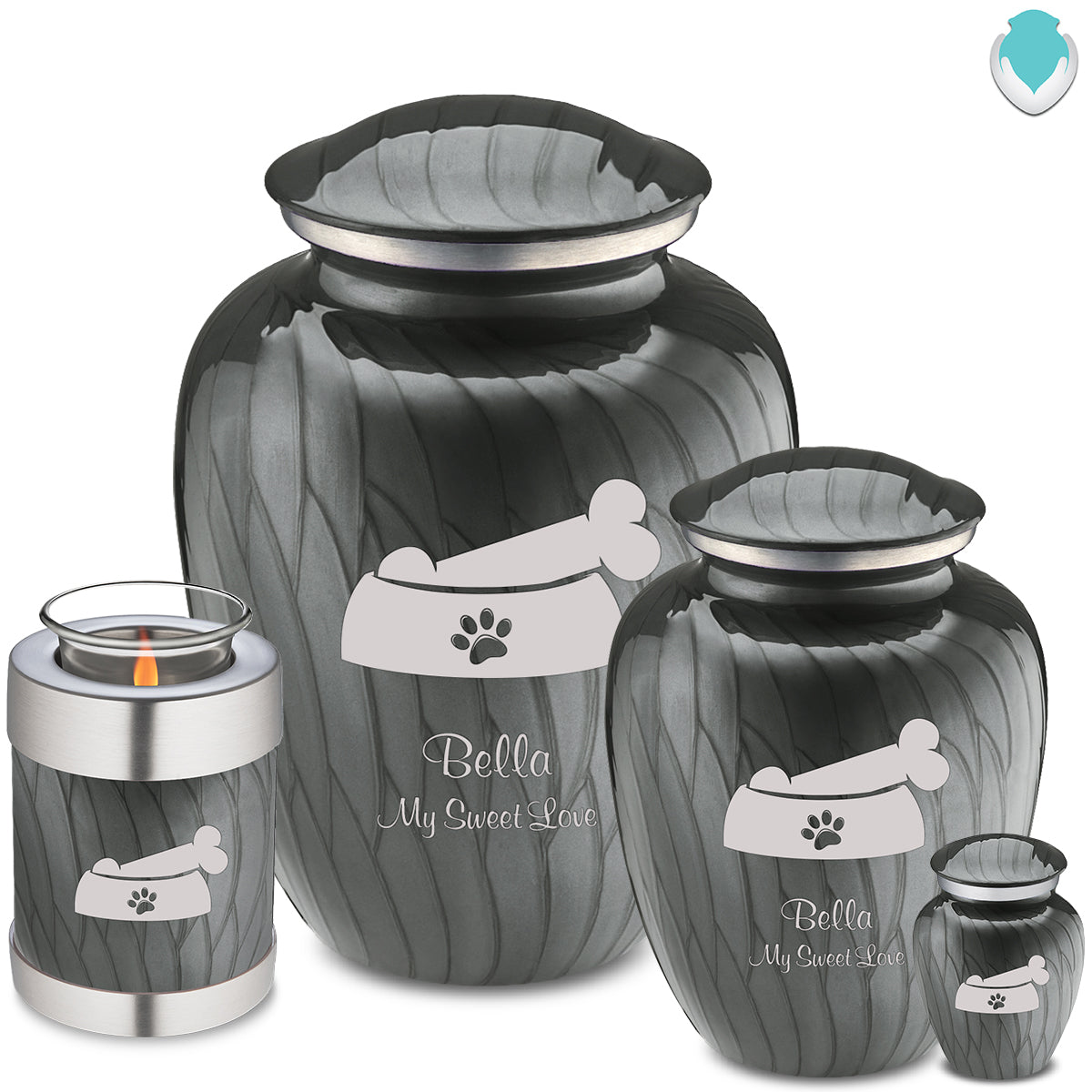 Keepsake Embrace Pearl Silver Pet Dog Bone Cremation Urn