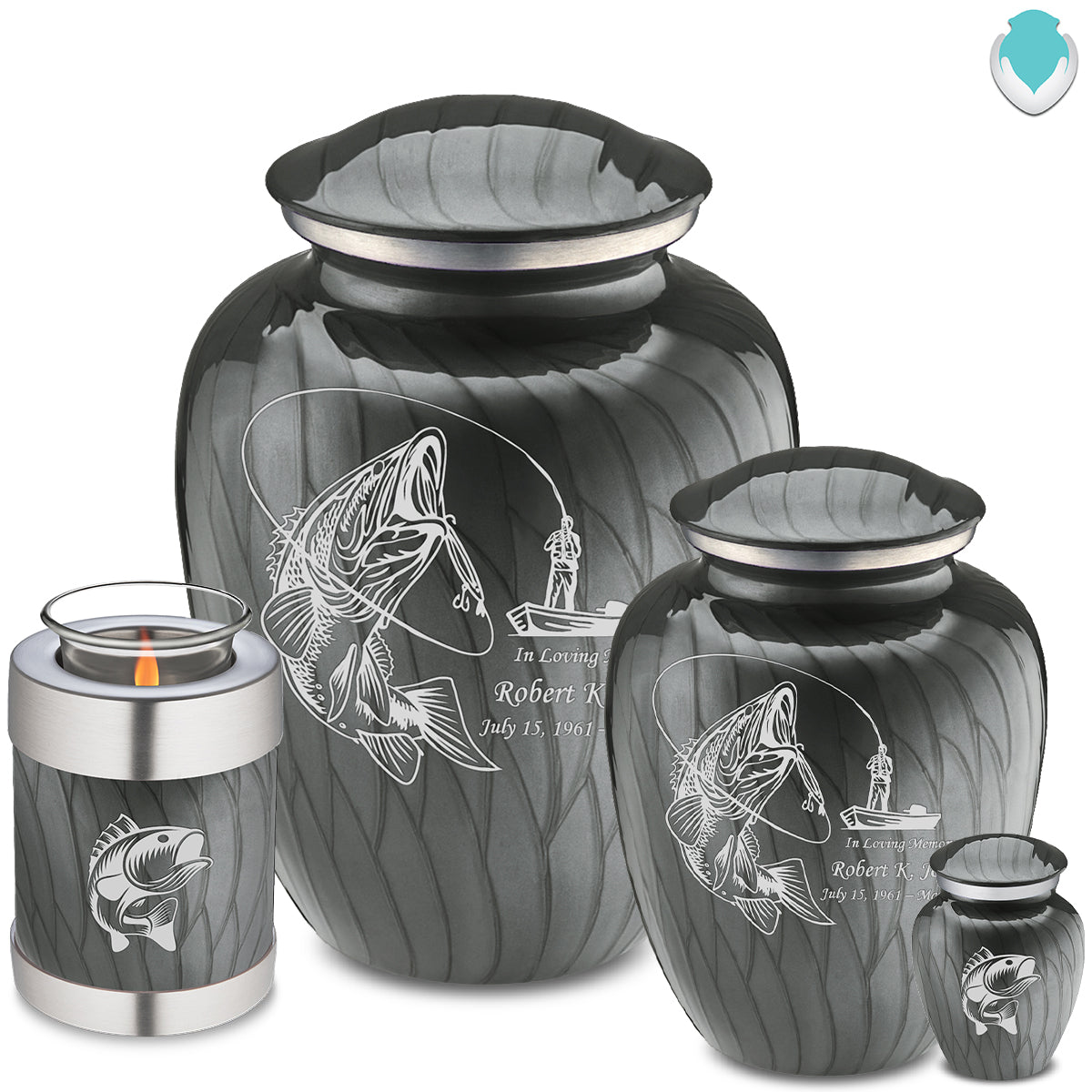 Adult Embrace Pearl Silver Fishing Cremation Urn